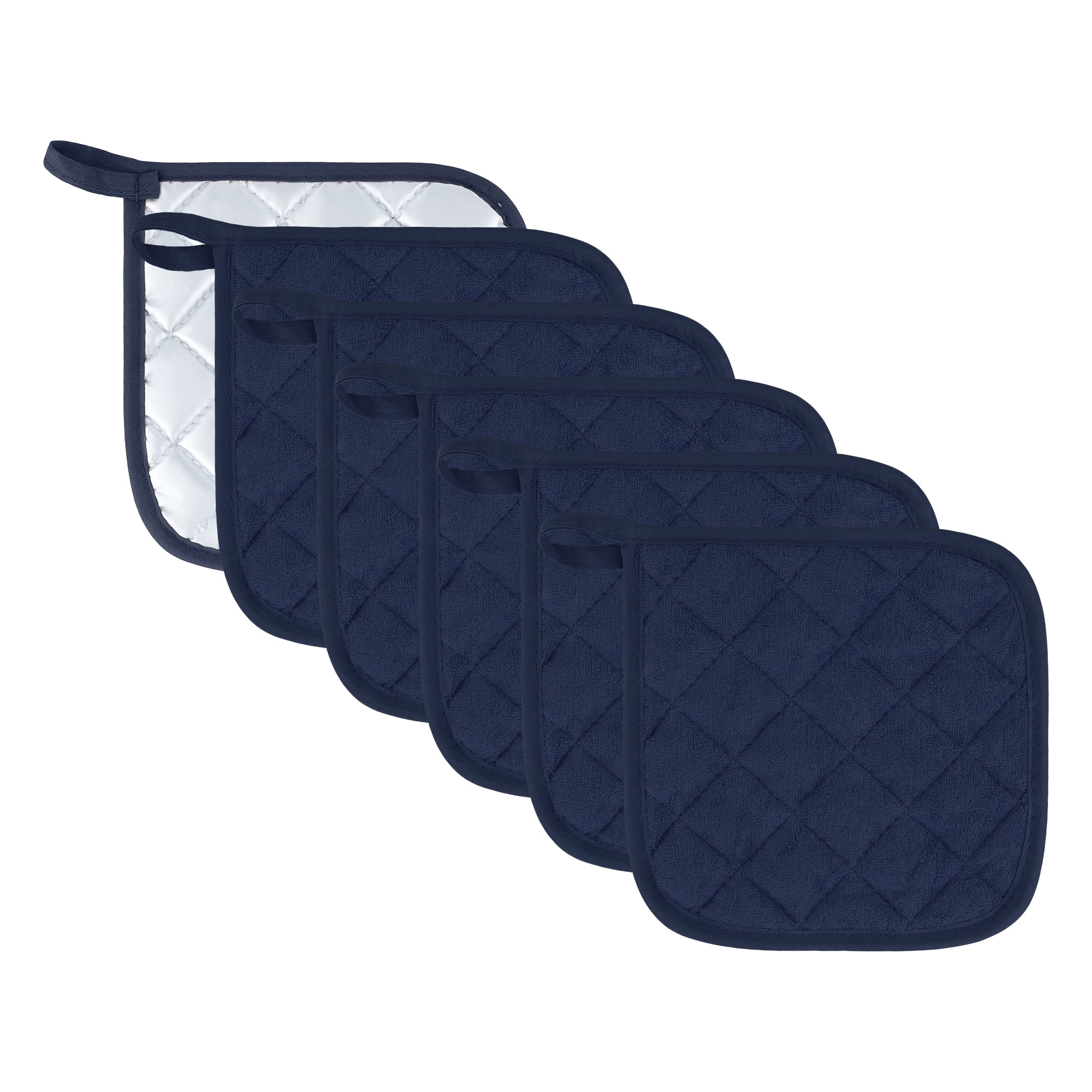 Unique Bargains Pot Holders Heat Resistant Non Slip Hot Pads for Cooking Navy Blue 6Pcs