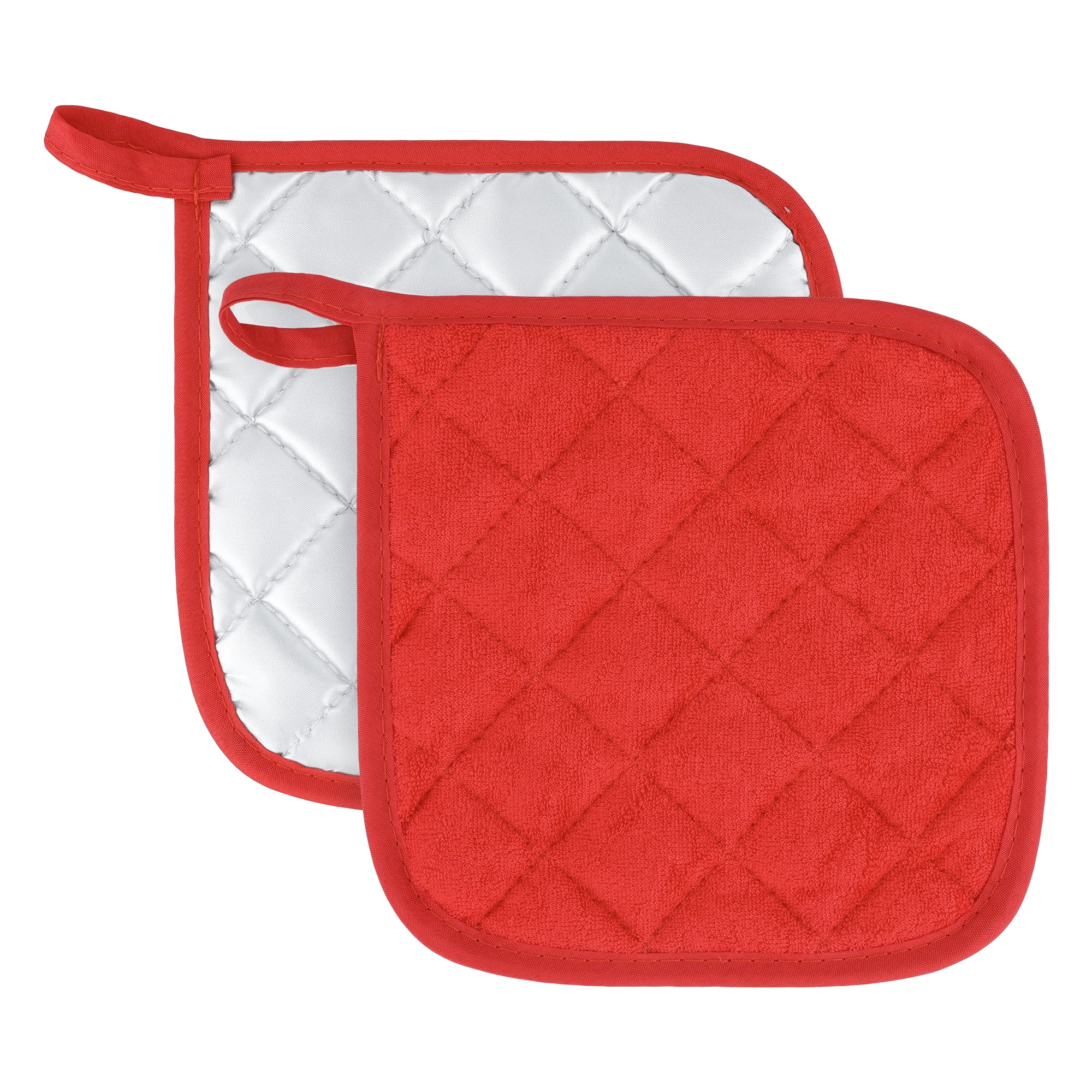 Unique Bargains Pot Holders Heat Resistant Non Slip Hot Pads for Cooking Red 2Pcs