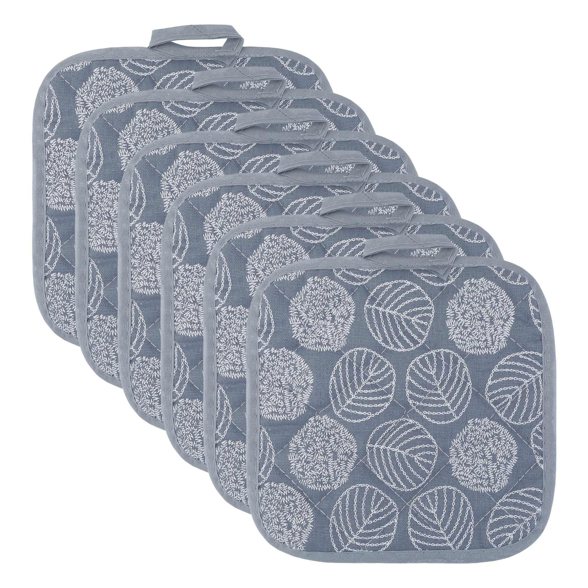 Unique Bargains Pot Holders Heat Resistant Non Slip Hot Pads for Kitchen Baking Blue 6Pcs