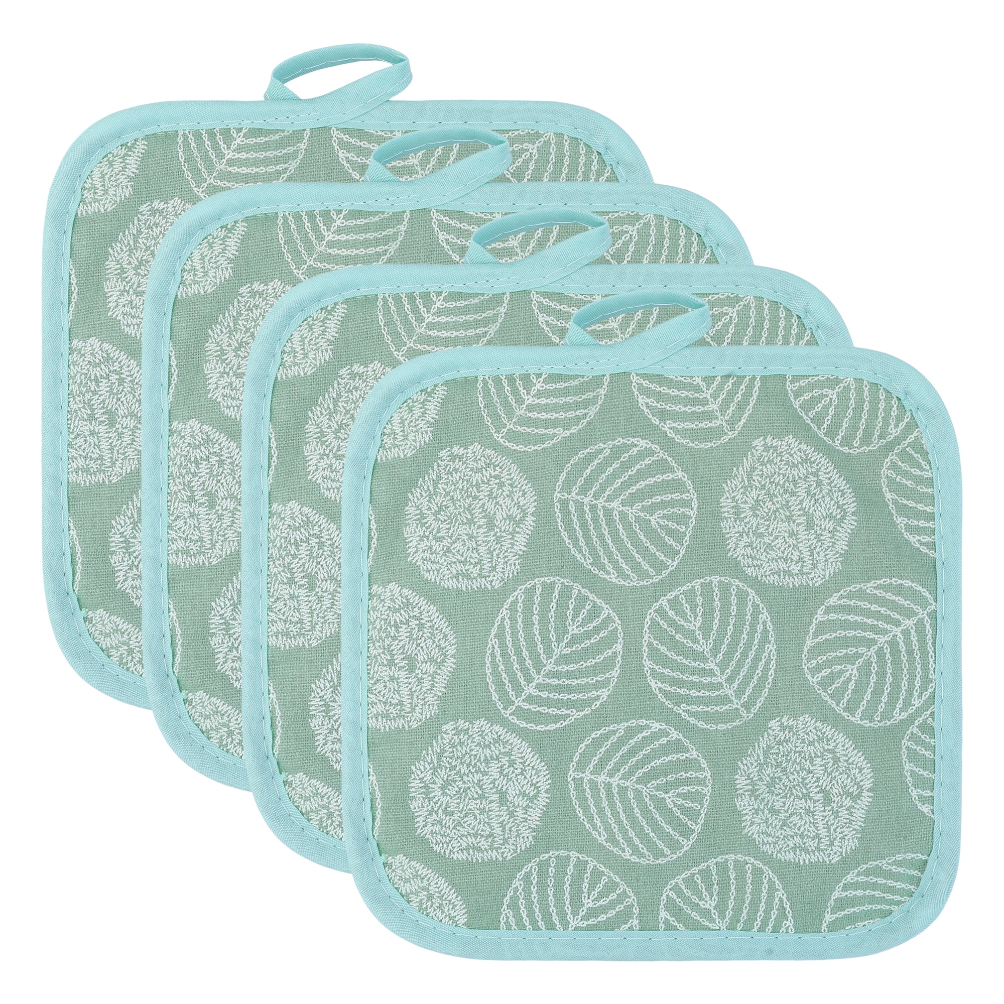 Unique Bargains Pot Holders Heat Resistant Non Slip Hot Pads for Kitchen Baking Green 4Pcs
