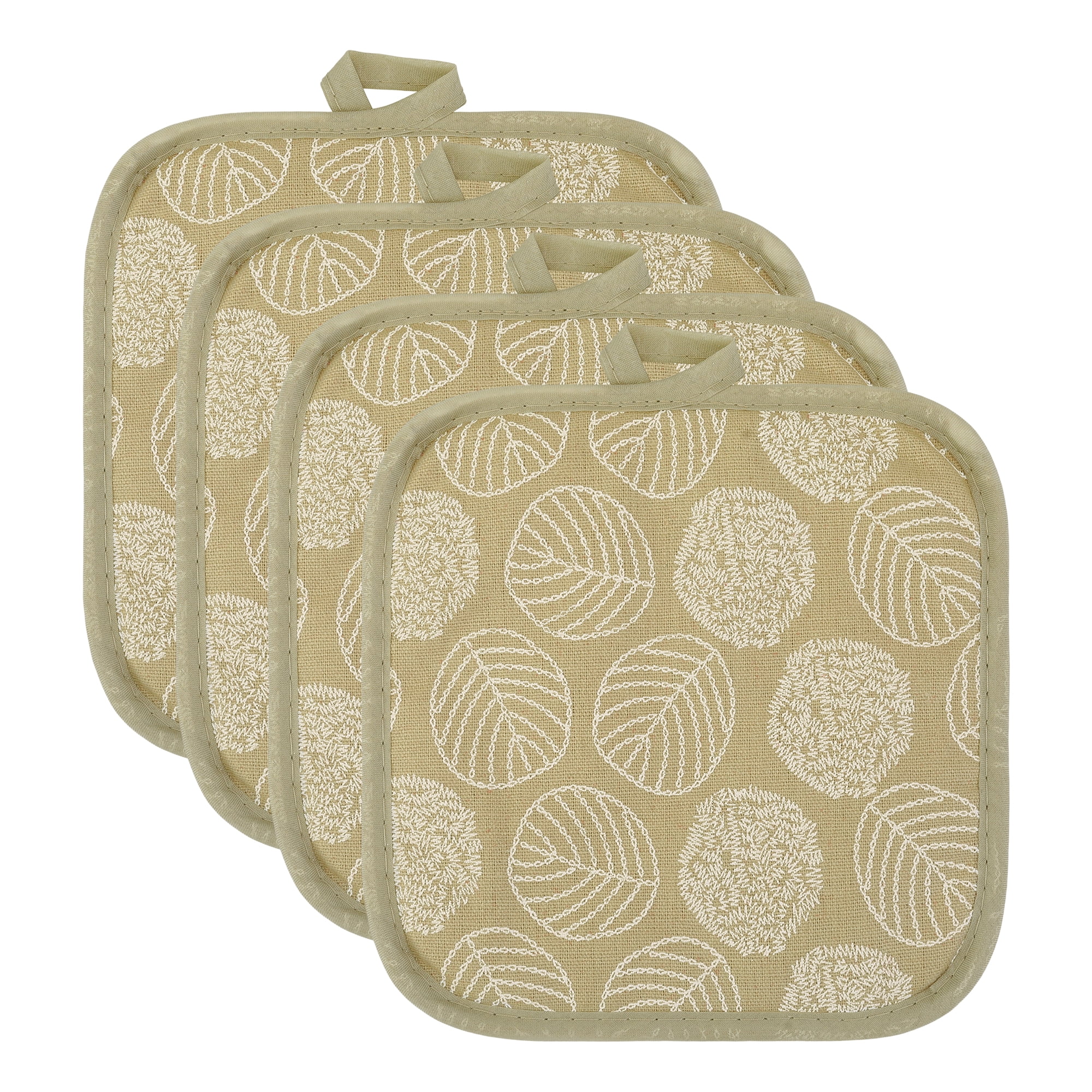 Unique Bargains Pot Holders Heat Resistant Non Slip Hot Pads for Kitchen Baking Khaki 4Pcs
