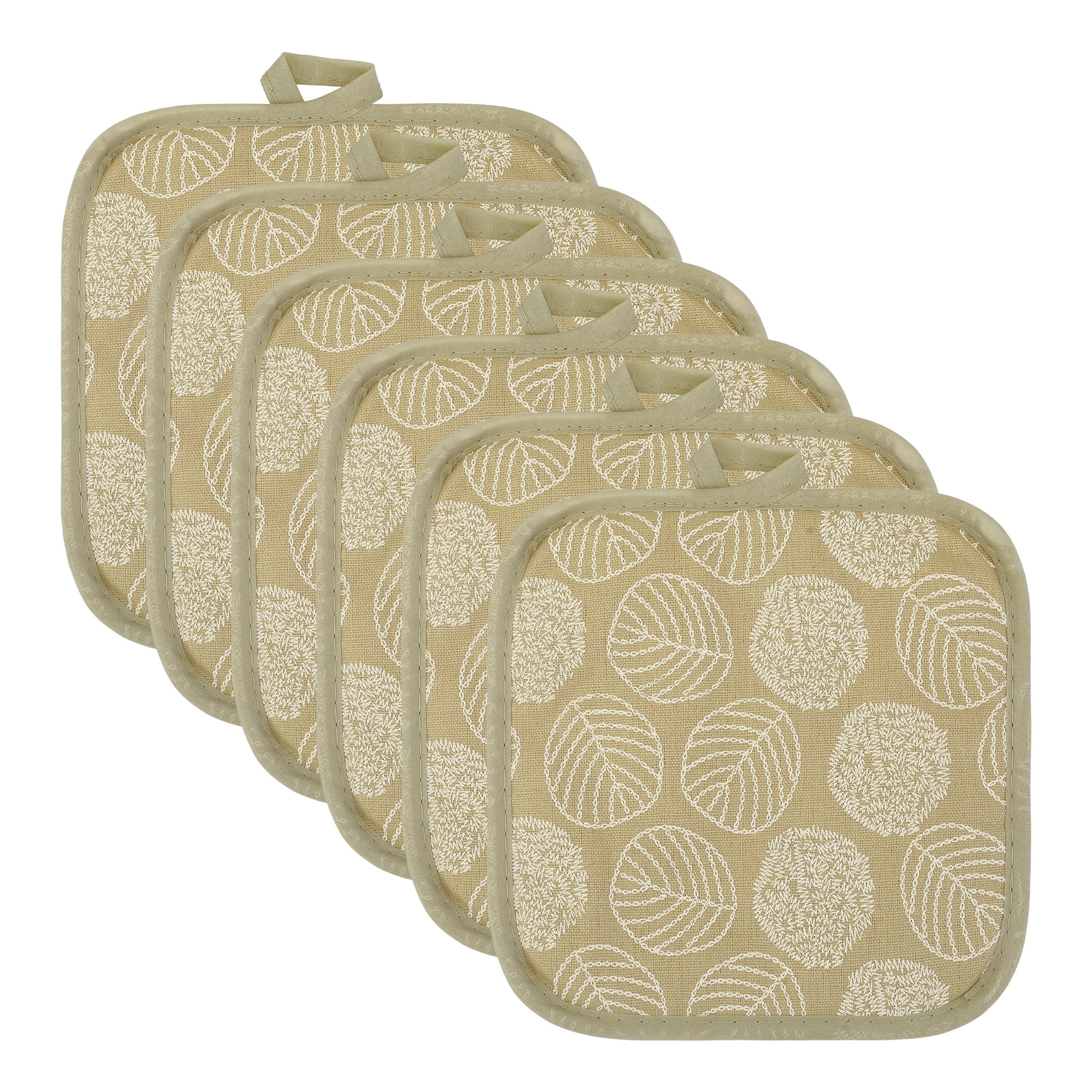 Unique Bargains Pot Holders Heat Resistant Non Slip Hot Pads for Kitchen Baking Khaki 6Pcs