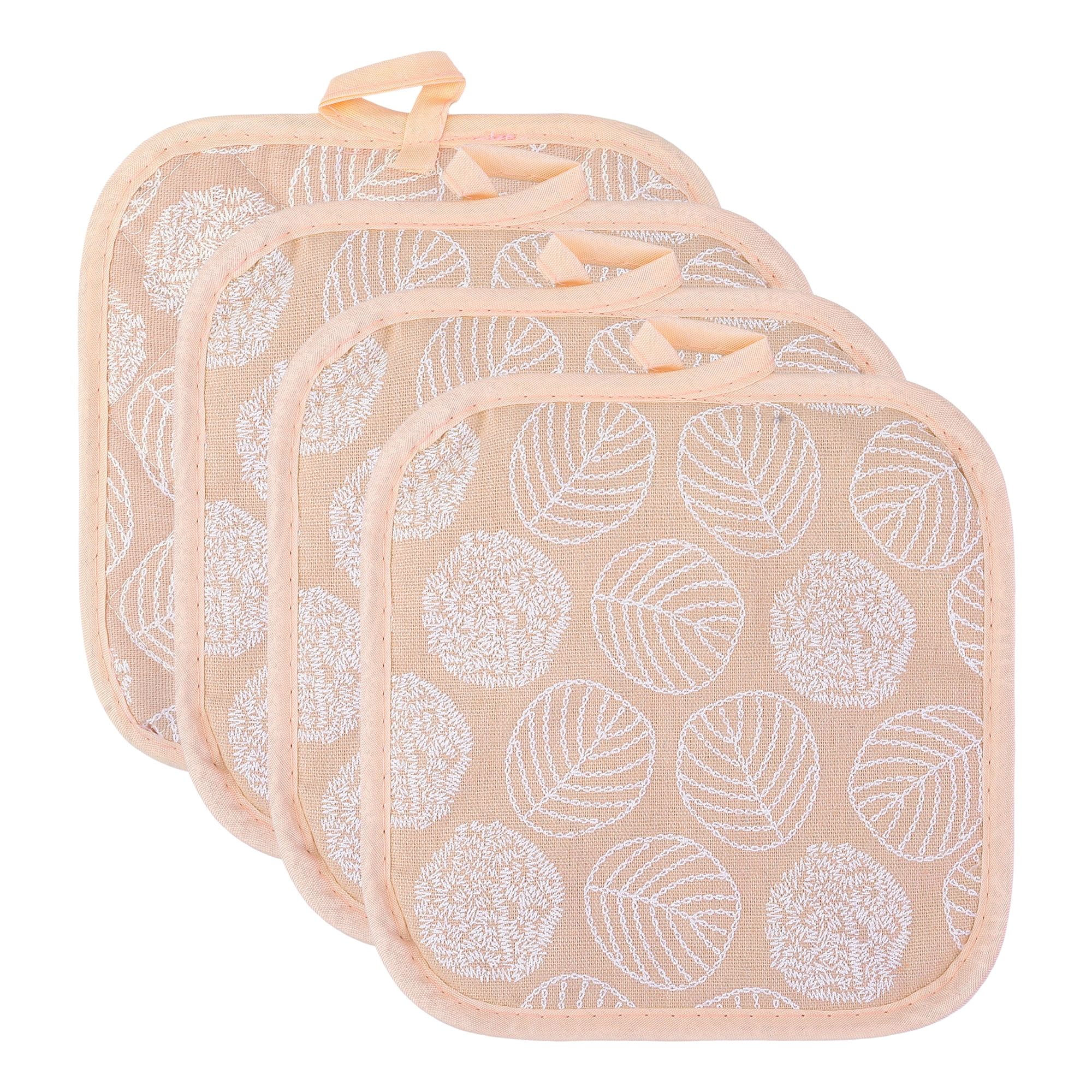 Unique Bargains Pot Holders Heat Resistant Non Slip Hot Pads for Kitchen Baking Pink 4Pcs
