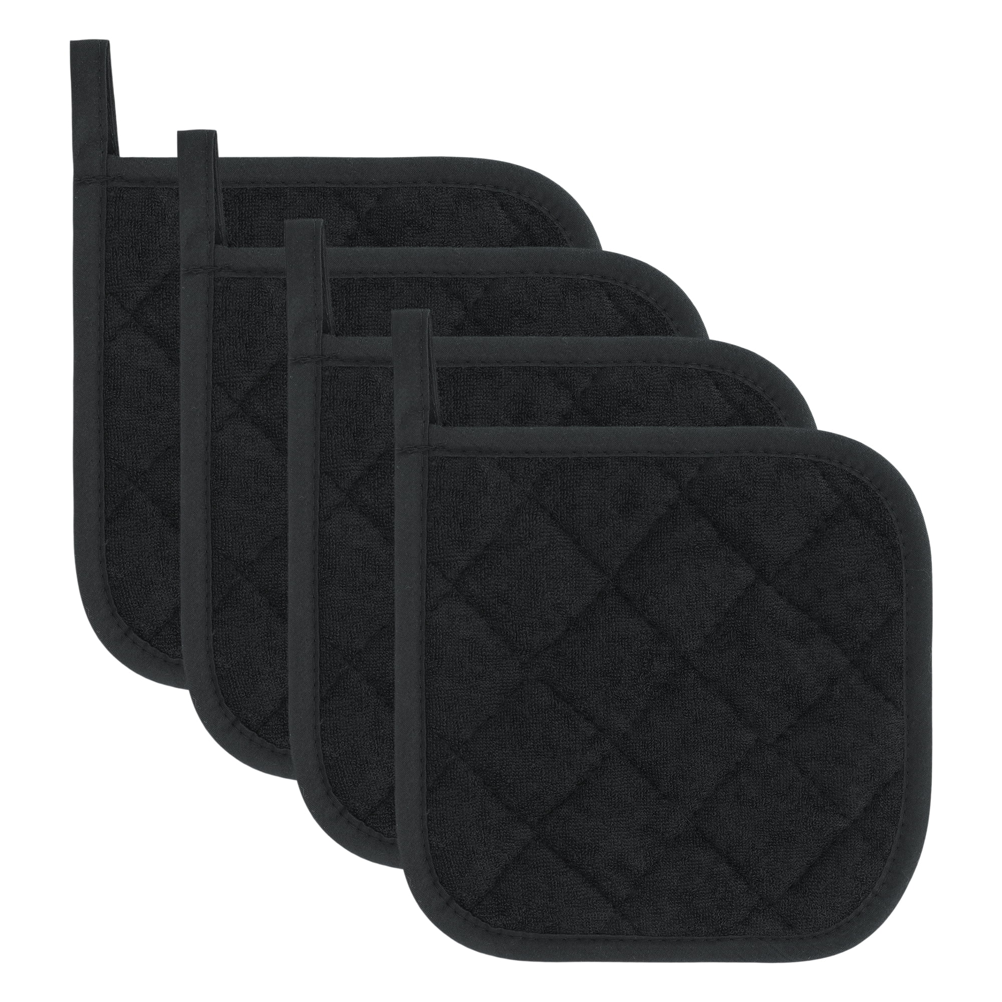 Unique Bargains Pot Holders, Heat Resistant Trivets for Cooking and BBQ Black 4Pcs