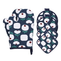 Unique Bargains Pot Holders Kitchen Oven Gloves Blue 11x7.1inch