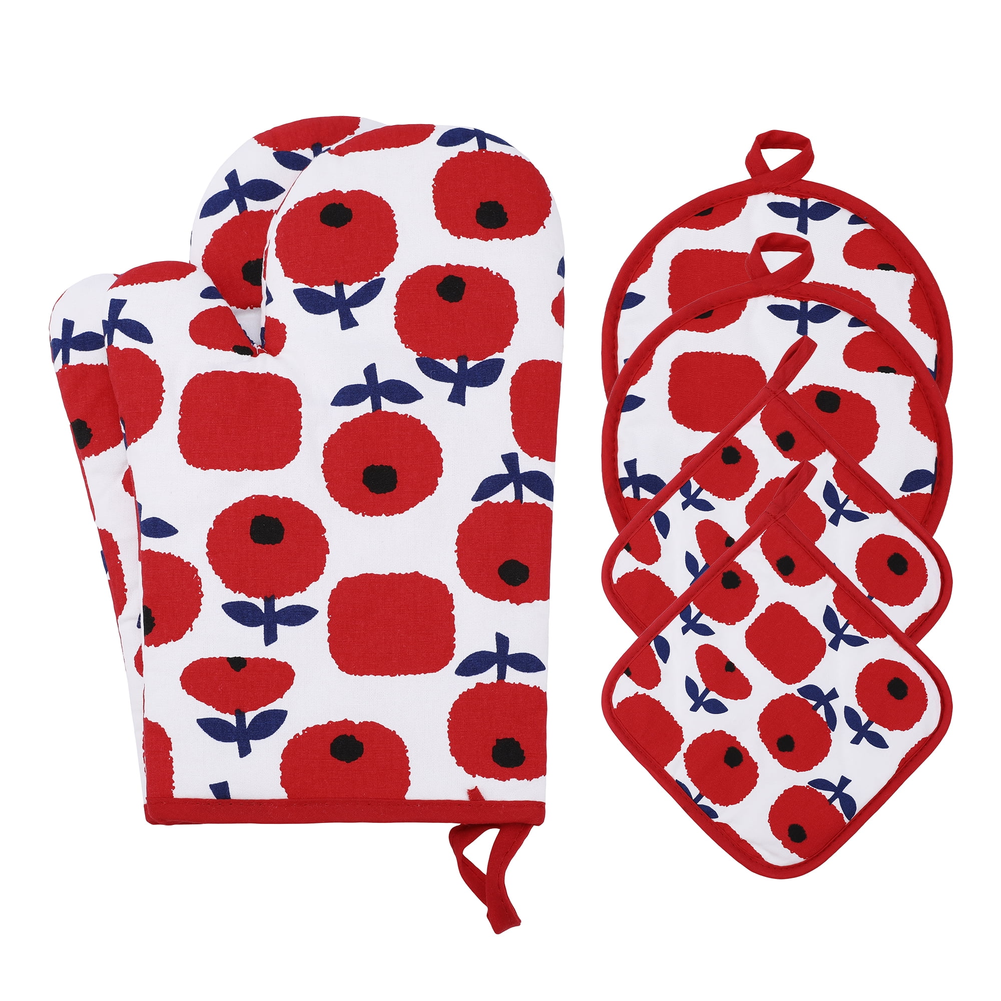 Unique Bargains Pot Holders Kitchen Oven Gloves Red 11x7.1inch
