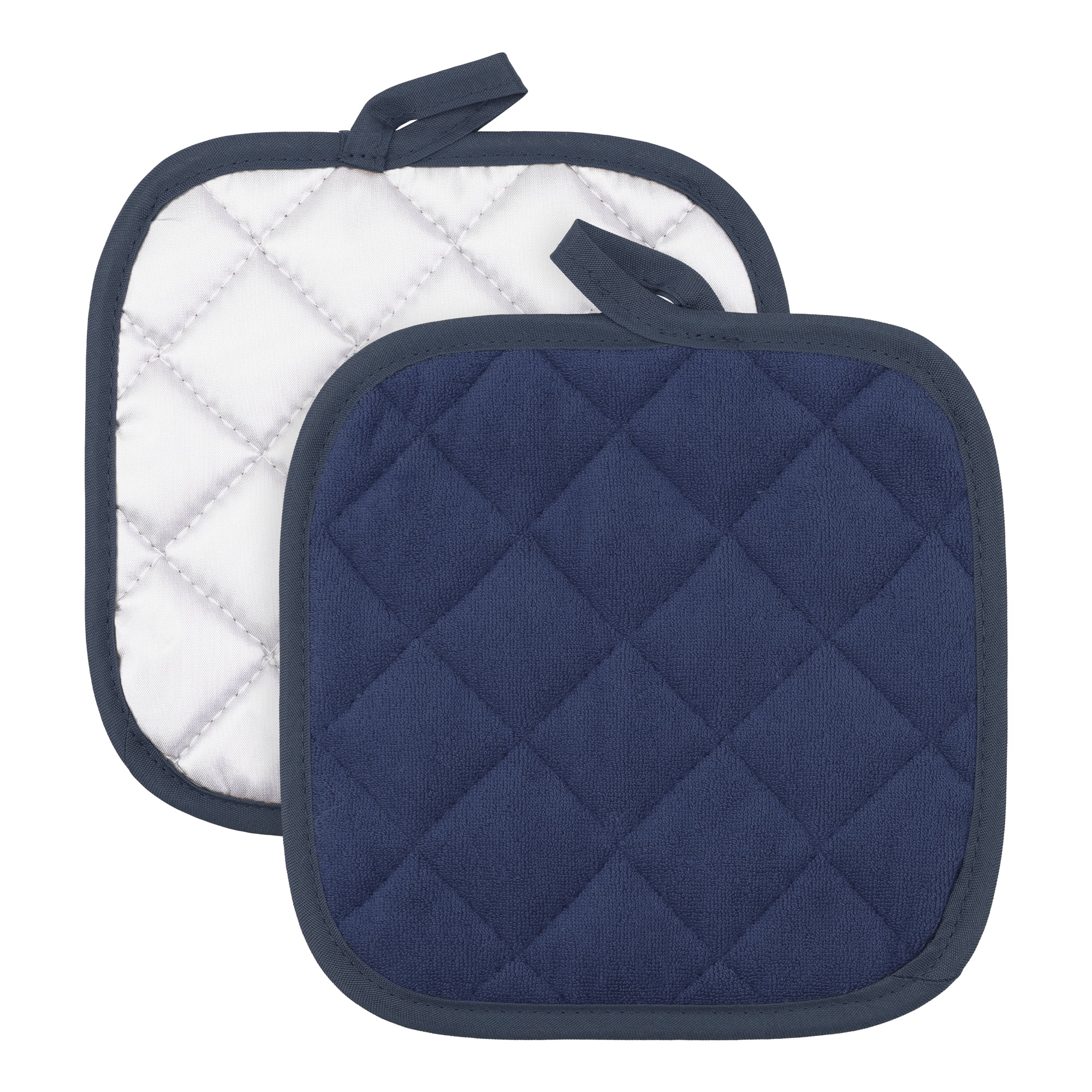 Unique Bargains Pot Holders Polyester Heat Resistant Trivets Non Slip Pads Dark Blue 2Pcs
