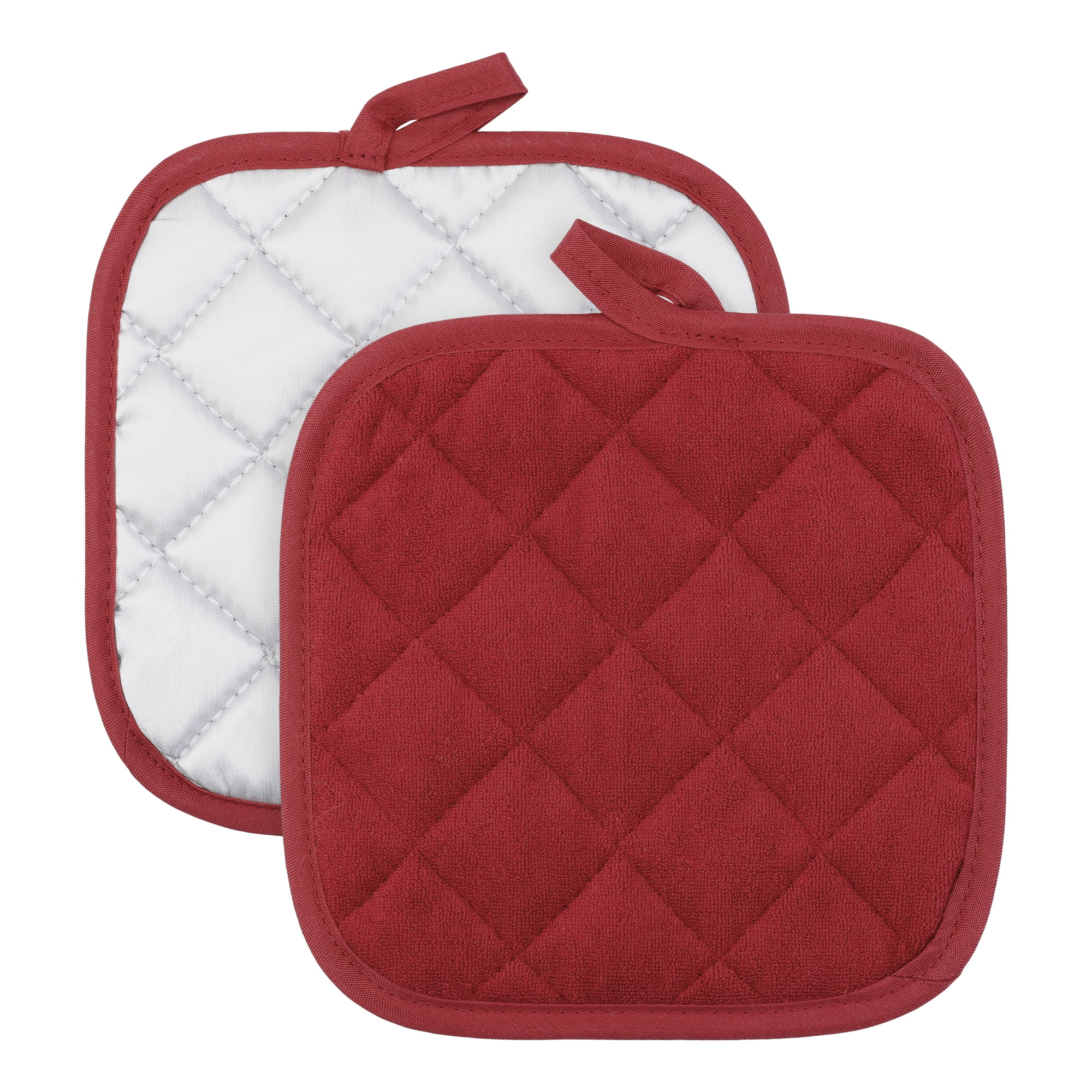 Unique Bargains Pot Holders Polyester Heat Resistant Trivets Non Slip Pads Red 2Pcs