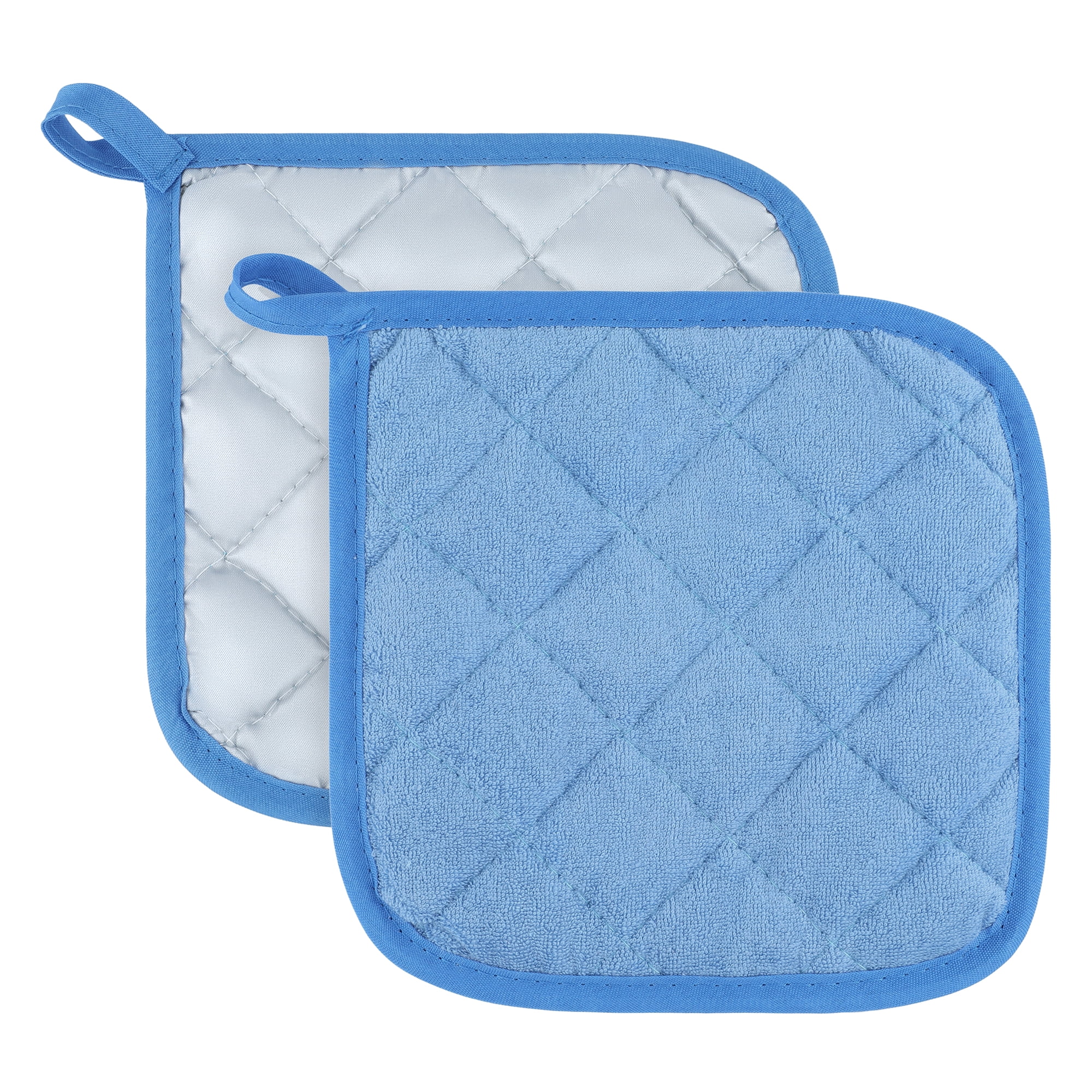 Unique Bargains Pot Holders Polyester Heat Resistant Trivets Non Slip Pads Sky Blue 2Pcs