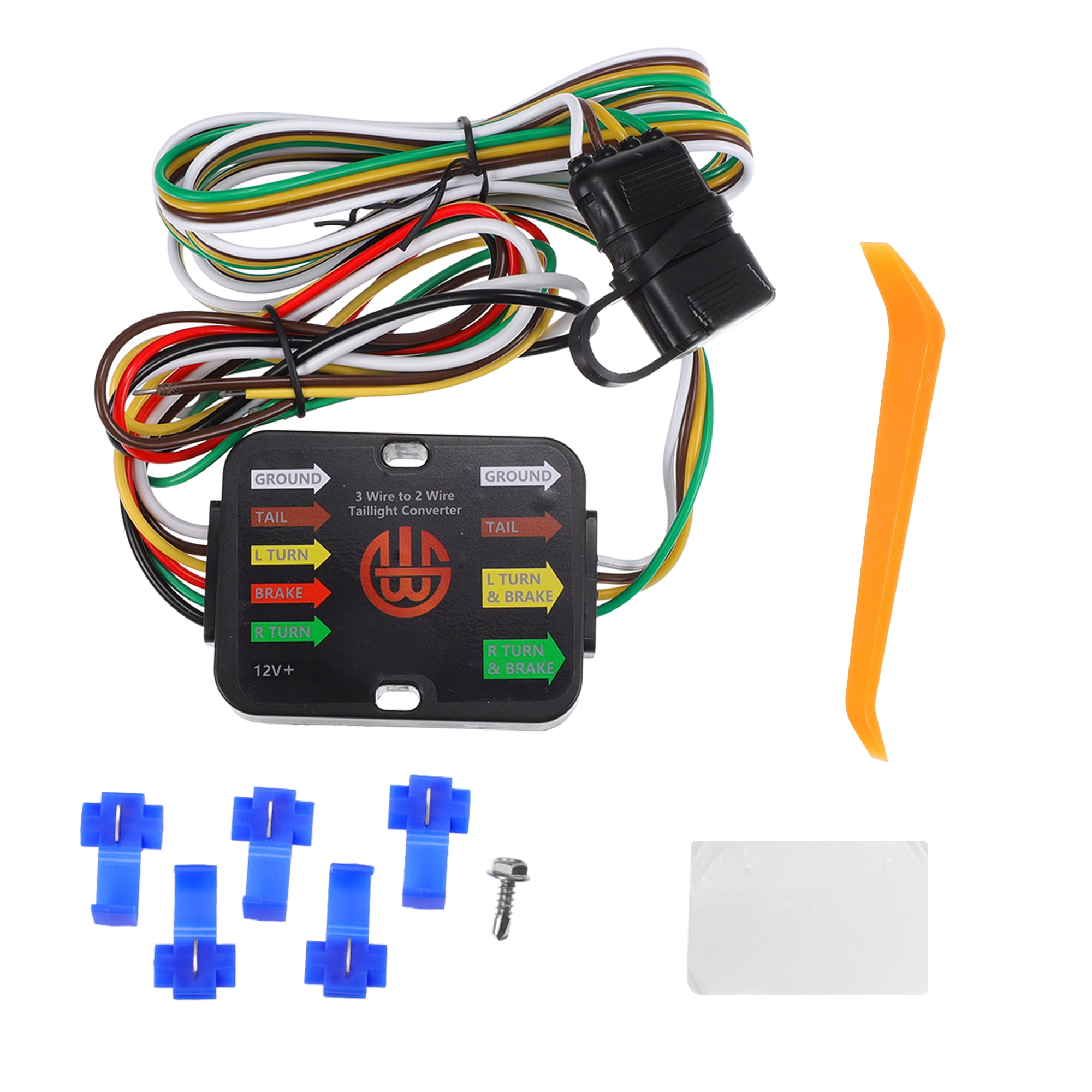 Unique Bargains Powered 3-to-2 Wire Splice-in Trailer Tail Light Converter 4-Pin Wiring
