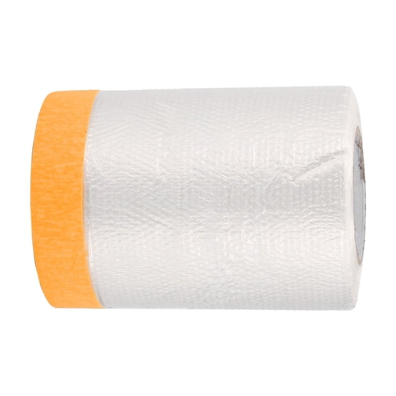 Unique Bargains Pre-Taped Masking Film 55x2000cm / 65.62ftx21.65" 1 Pcs Plastic Cover White Orange PE Film Paper