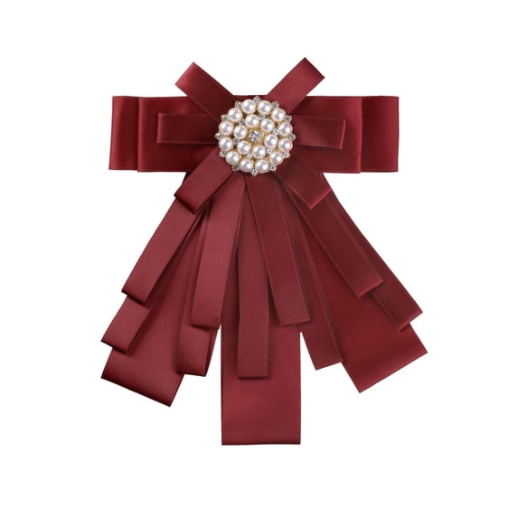 Unique Bargains Pre-tied Pin Brooch for Women Bow Tie Solid Color Bowknot Necktie