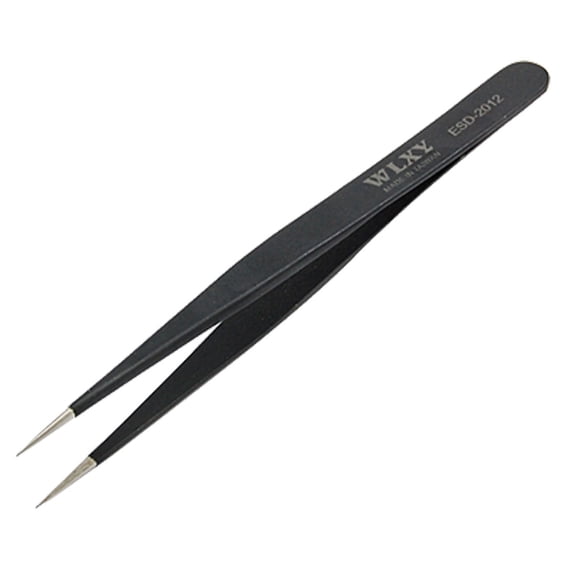 Unique Bargains Precise Metal Straight Pointy Black Tweezers Pliers