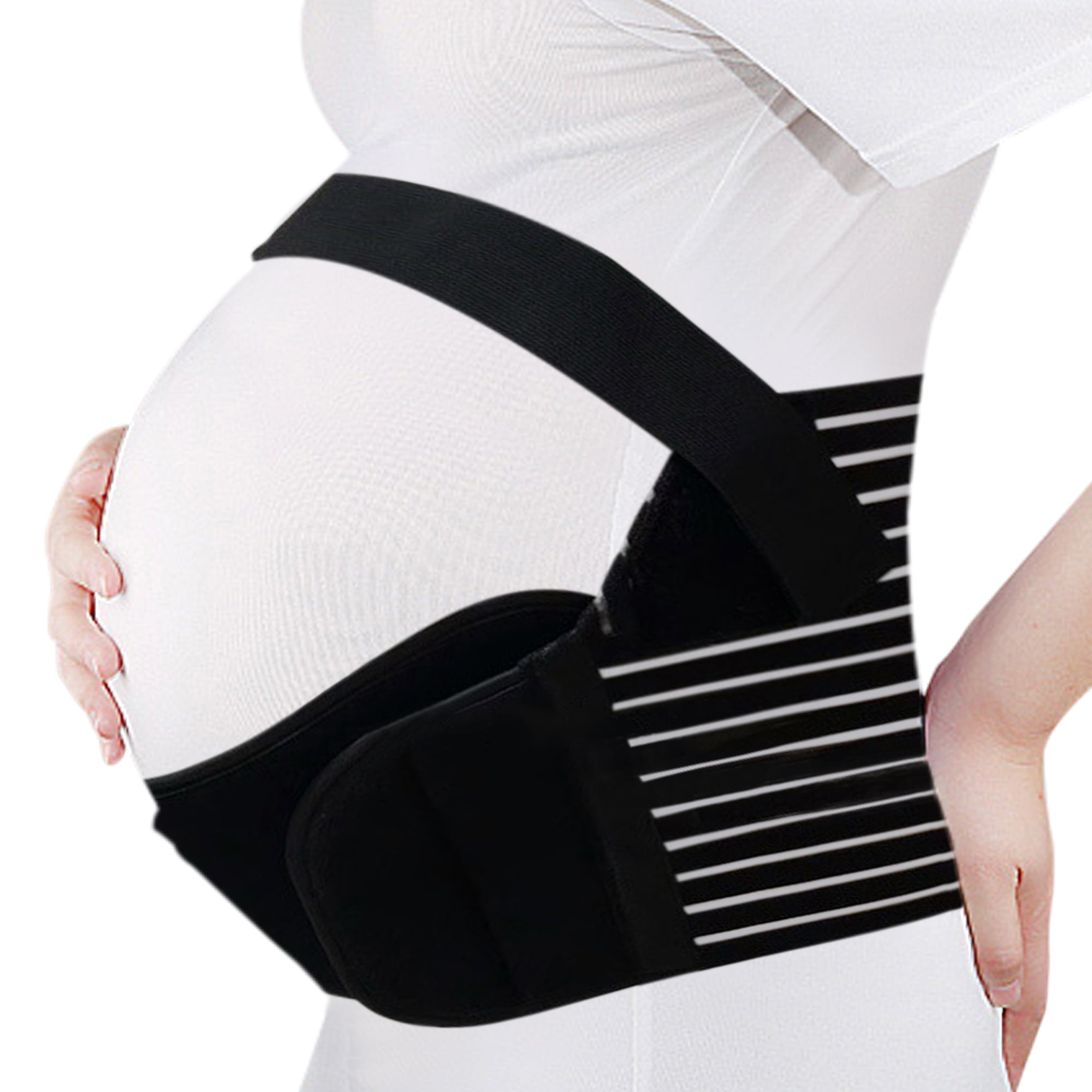 Unique Bargains Pregnancy Antepartum Abdominal Nylon Back Support Belly Band XXL Black
