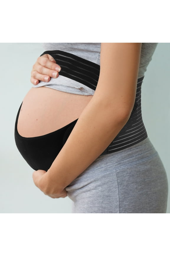 Pregnancy Belly Band Breathable Belly Support Brace Pregnancy Support Belt for Abdomen Black Small 1 Set