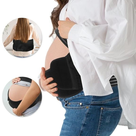 Unique Bargains Pregnancy Belly Band Shoulder Strap Belly Support Brace Pregnancy Support Belt for Abdomen 1 Set Black Small