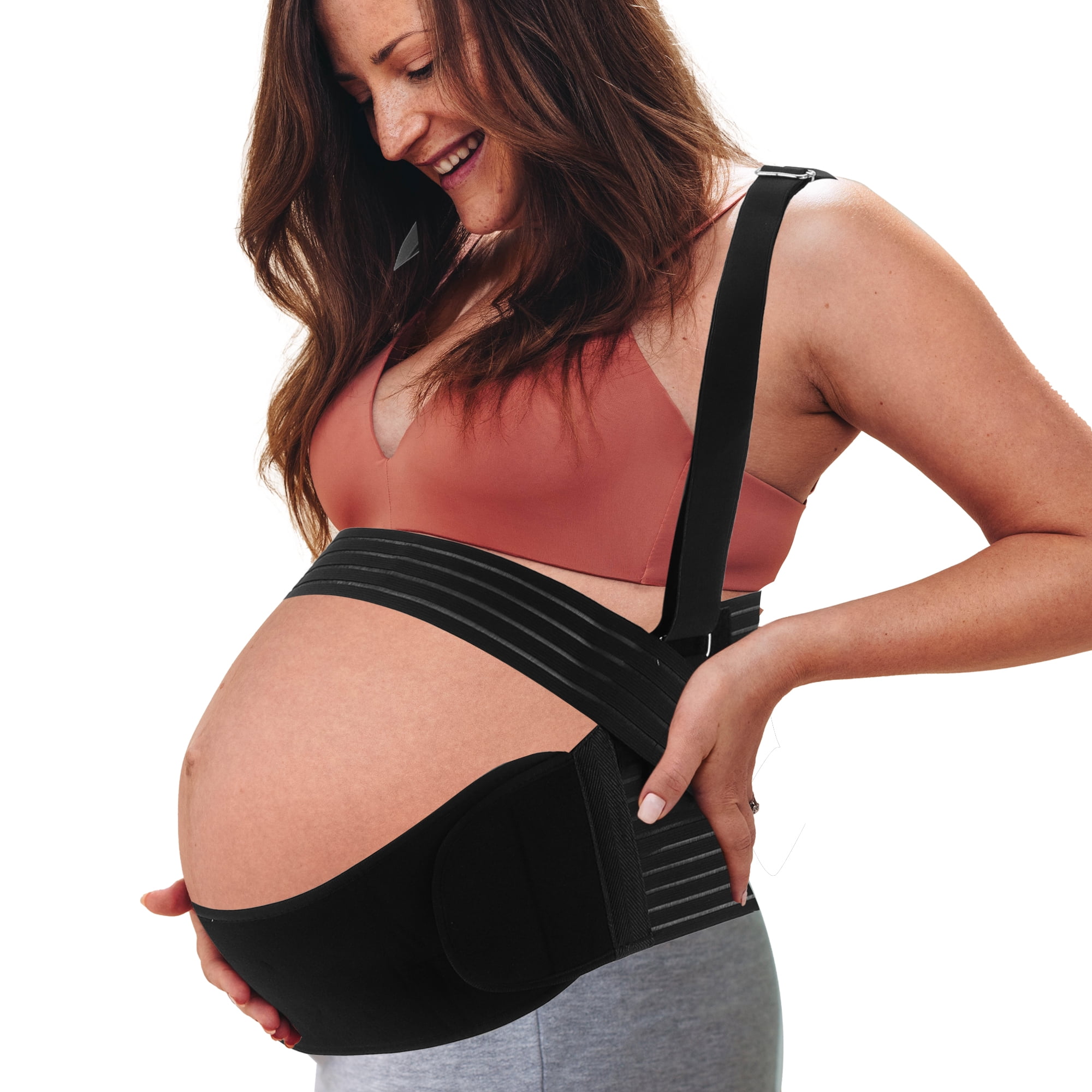 Unique Bargains Pregnancy Belly Band Shoulder Strap Support Brace Large Black