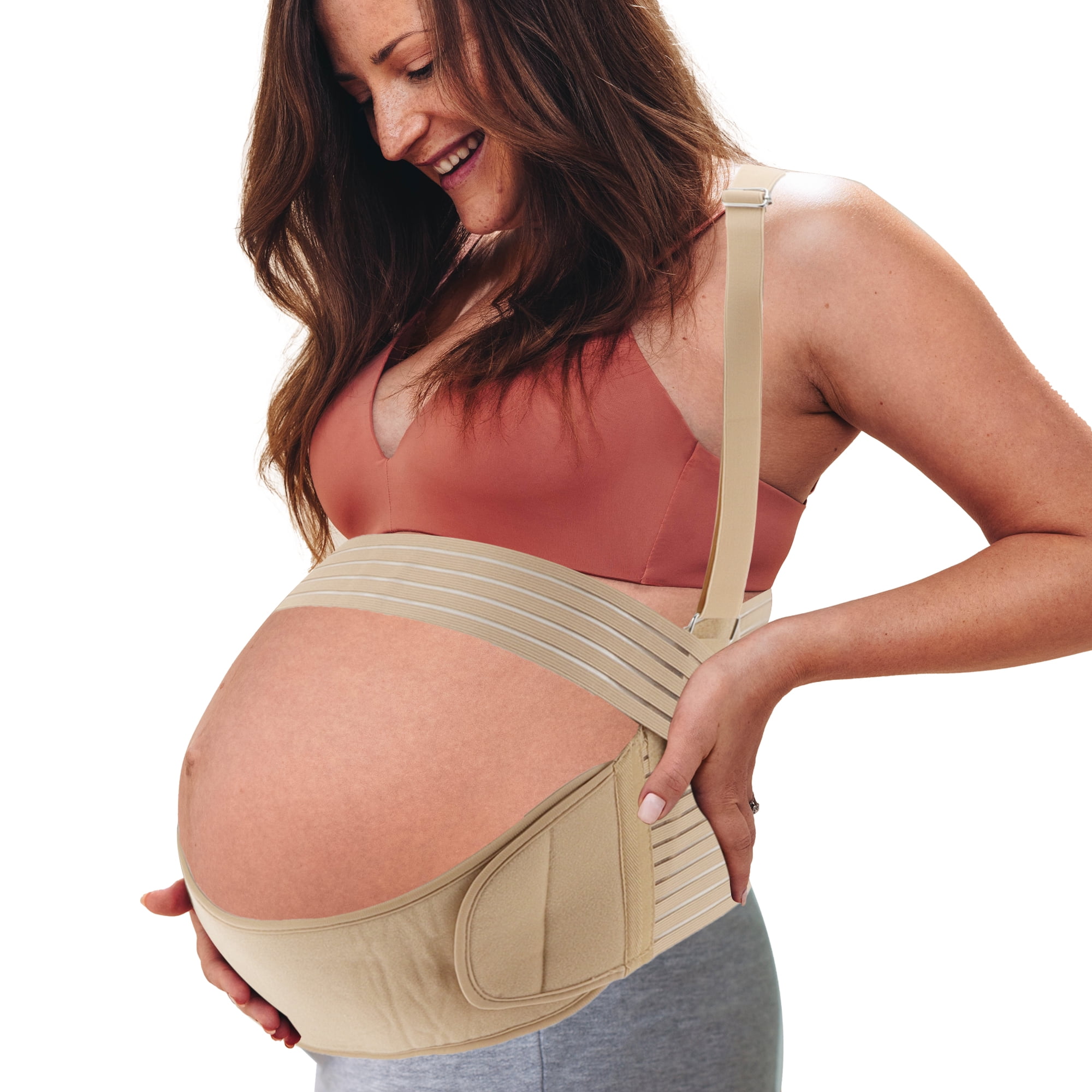 Unique Bargains Pregnancy Belly Band Shoulder Strap Support Brace XX-Large Flesh Color