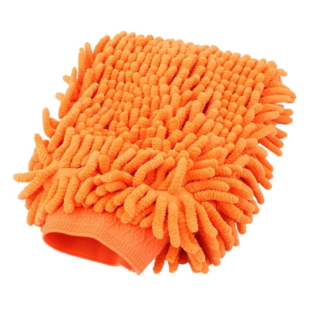 Unique Bargains Premium Car Mitt Microfiber Wash Washing Cleaning Anti Scratch Glove Orange