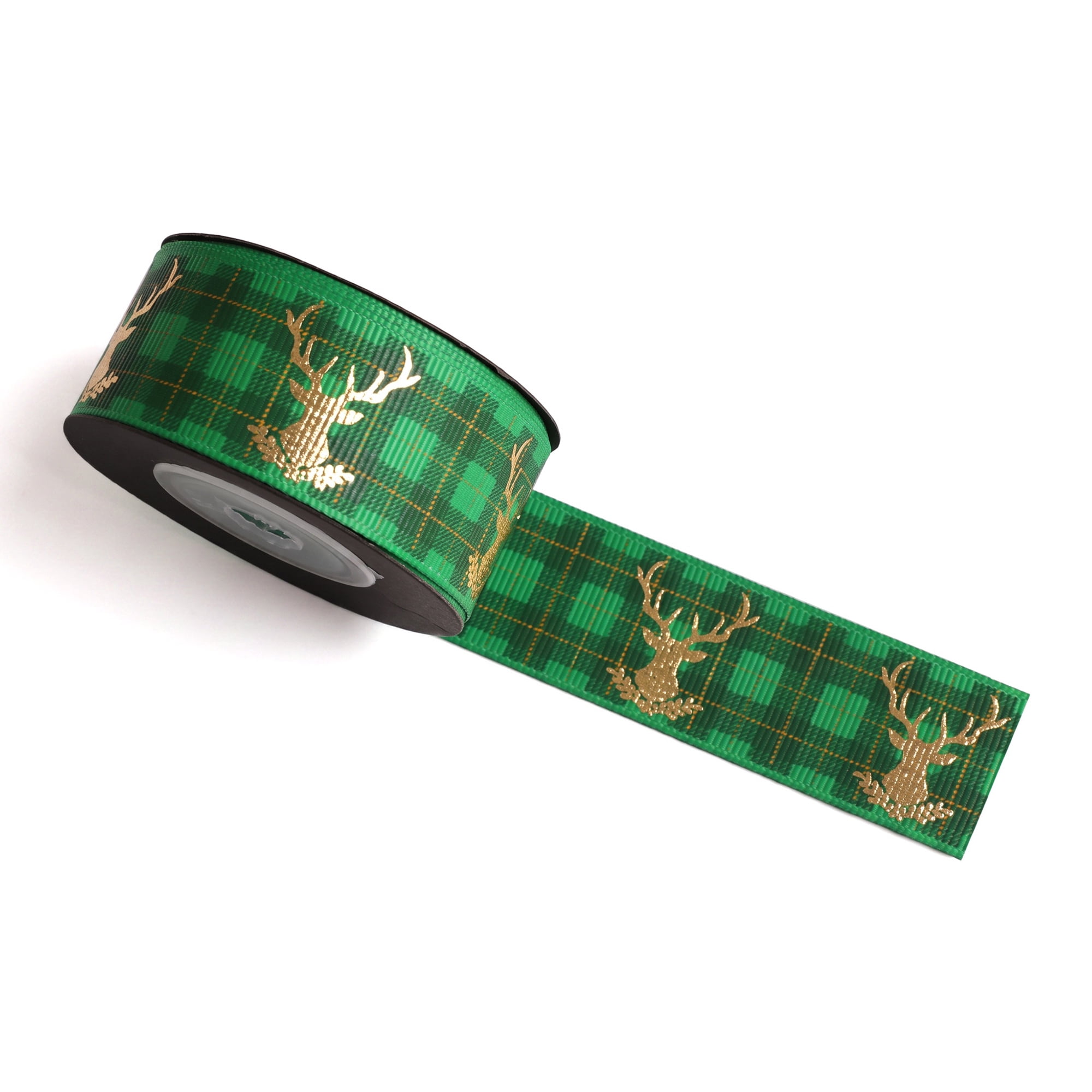 Unique Bargains Premium Fabric Ribbon for Gift Wrapping Green Deer Pattern 5.5 Yard