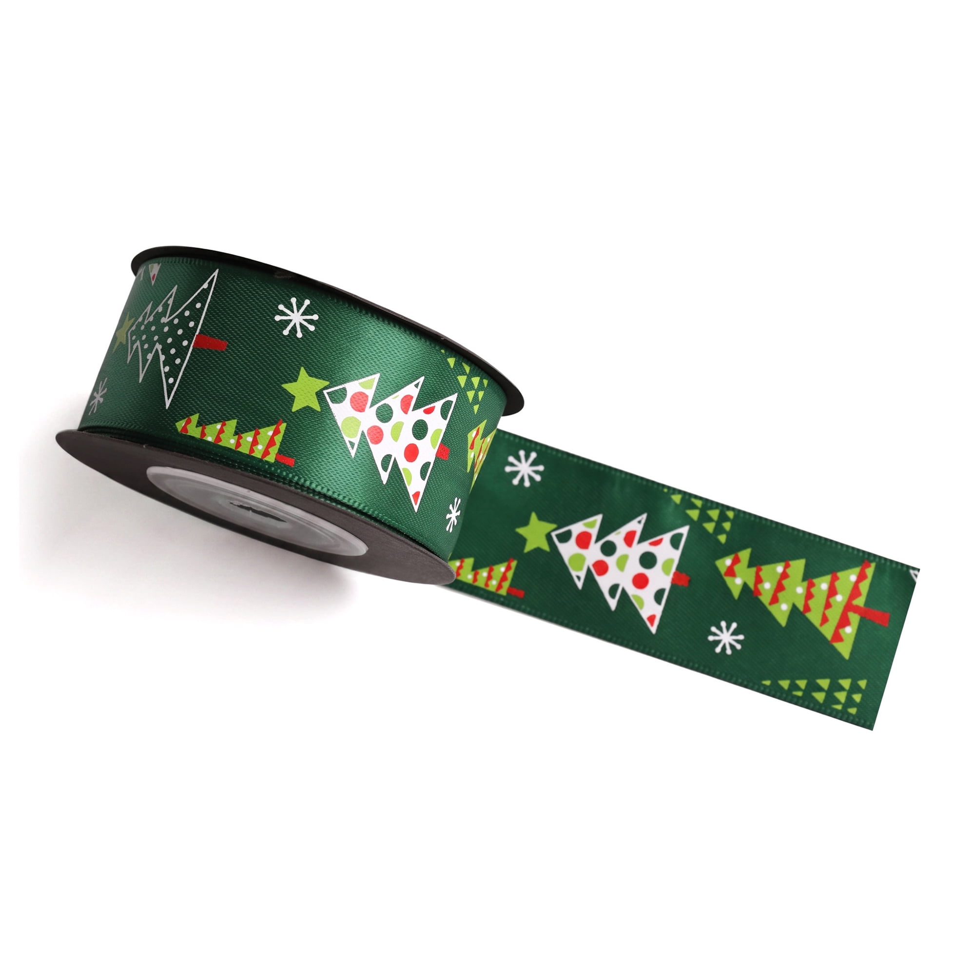 Unique Bargains Premium Fabric Ribbon for Gift Wrapping Green Tree Pattern 5.5 Yard