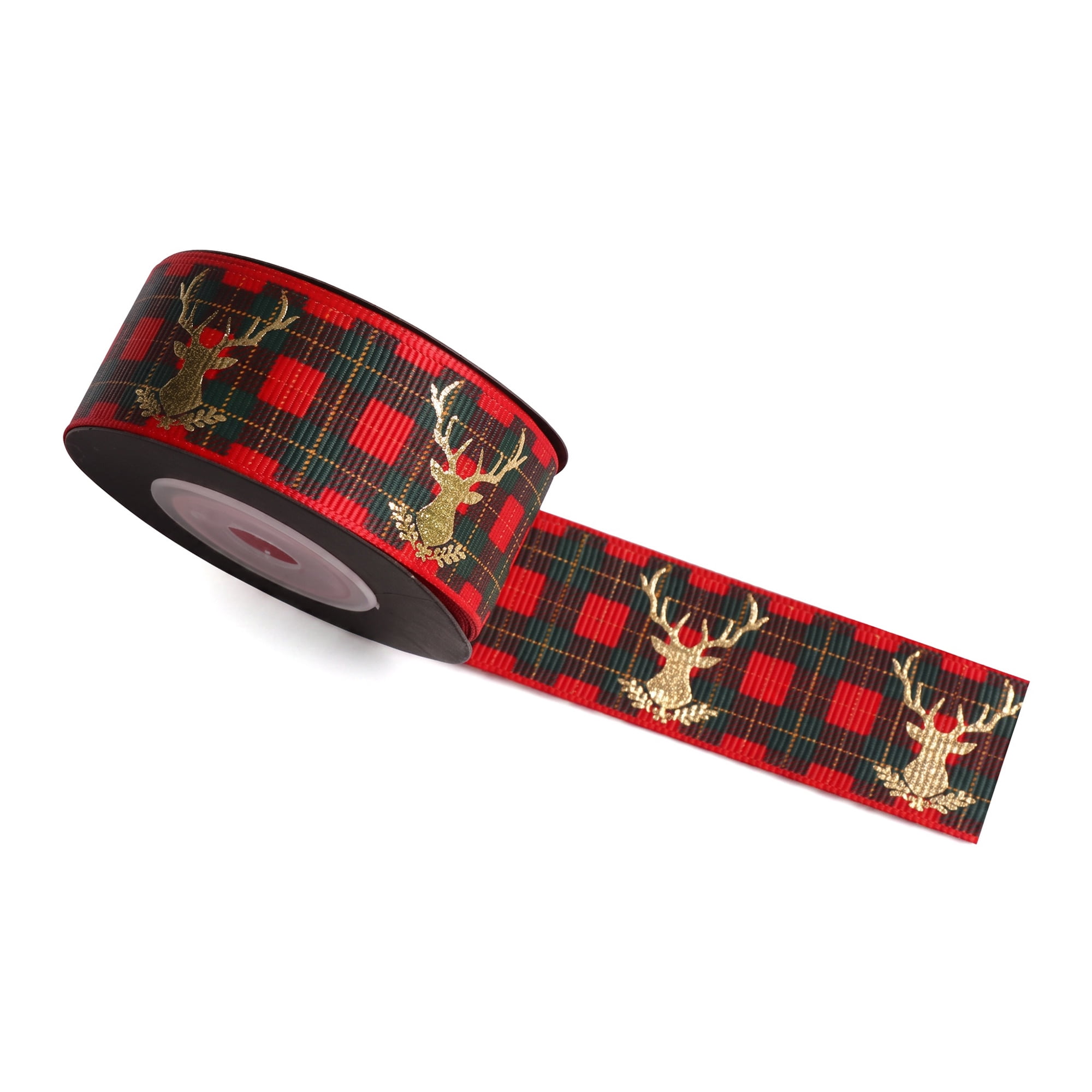 Unique Bargains Premium Fabric Ribbon for Gift Wrapping Red Deer Pattern 5.5 Yard
