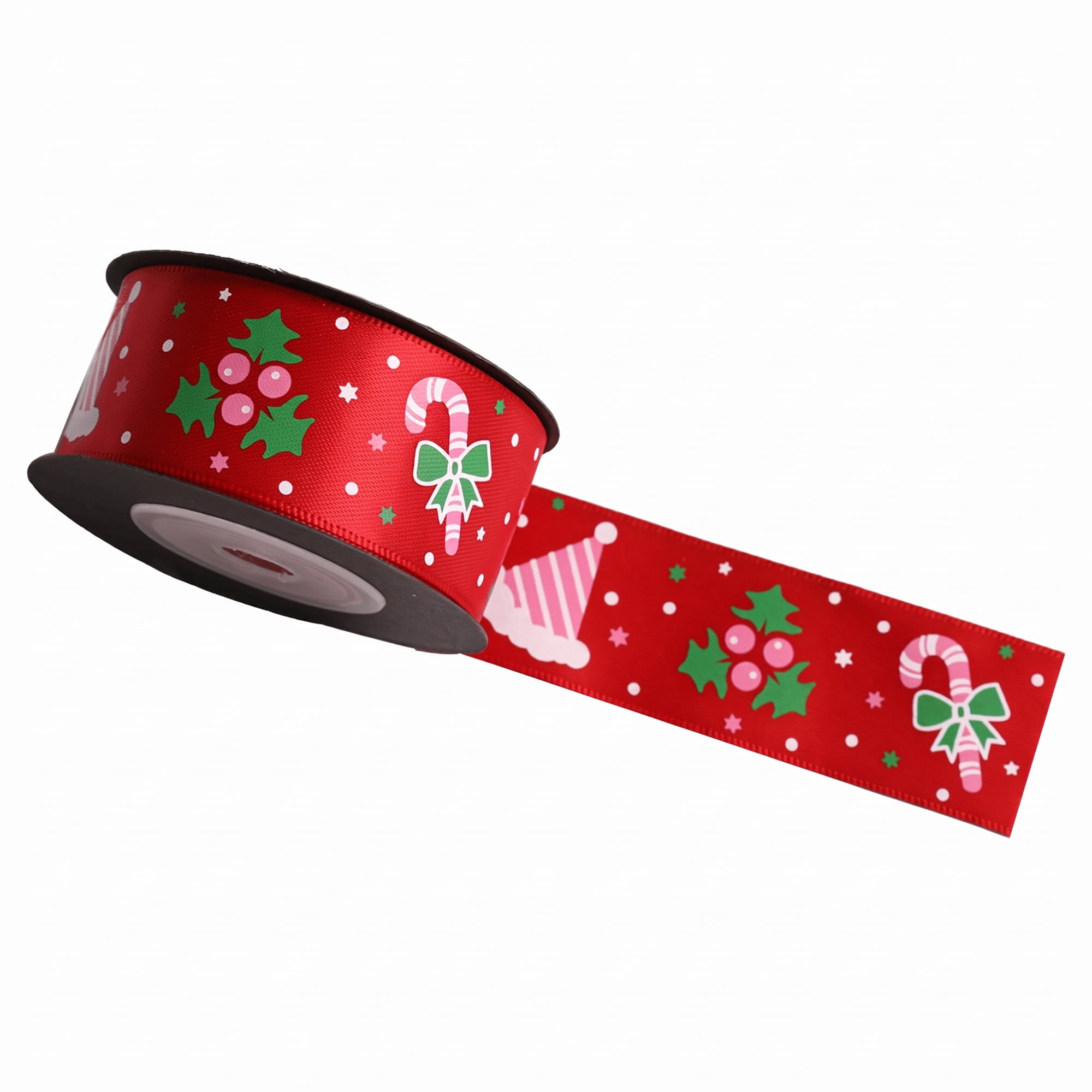 Unique Bargains Premium Fabric Ribbon for Gift Wrapping Red Hat Pattern 5.5 Yard