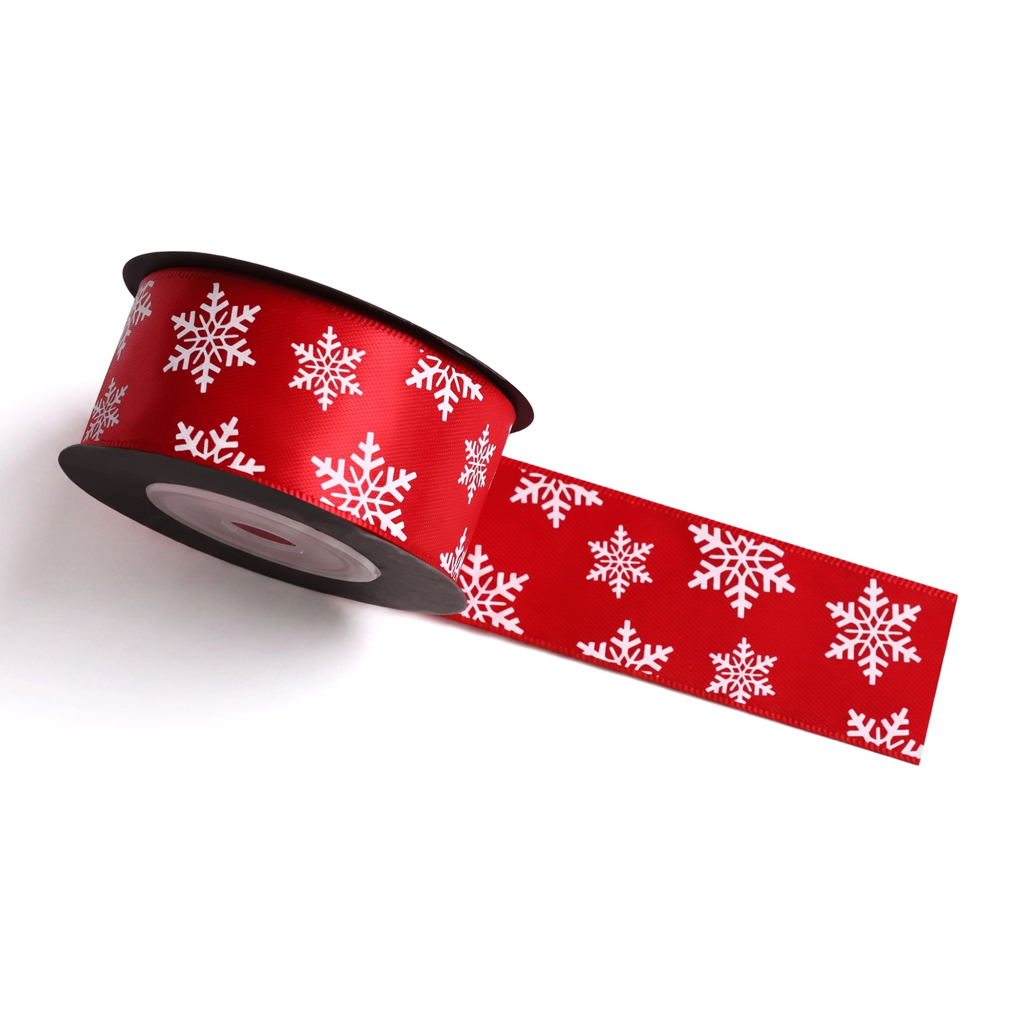 Unique Bargains Premium Fabric Ribbon for Gift Wrapping Red Snowflake Pattern 5.5 Yard