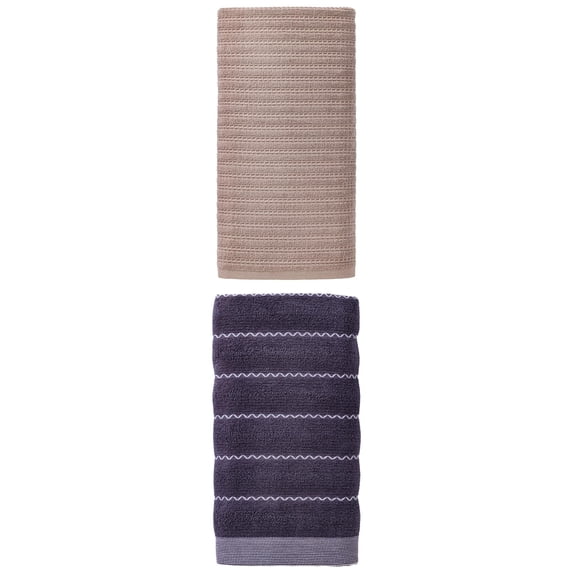 Unique Bargains Premium Waffle Bath Towel 2 Pack Grey/Blue 55" x 28"