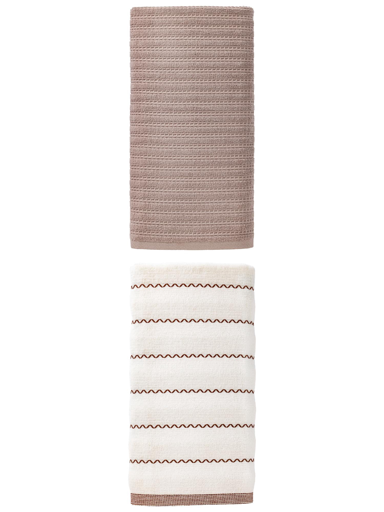 Unique Bargains Premium Waffle Bath Towel 2 Pack Grey/White 55" x 28"