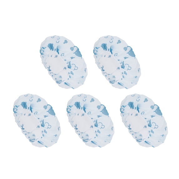 Unique Bargains Print Single Layer Shower Cap 5 Pcs Blue