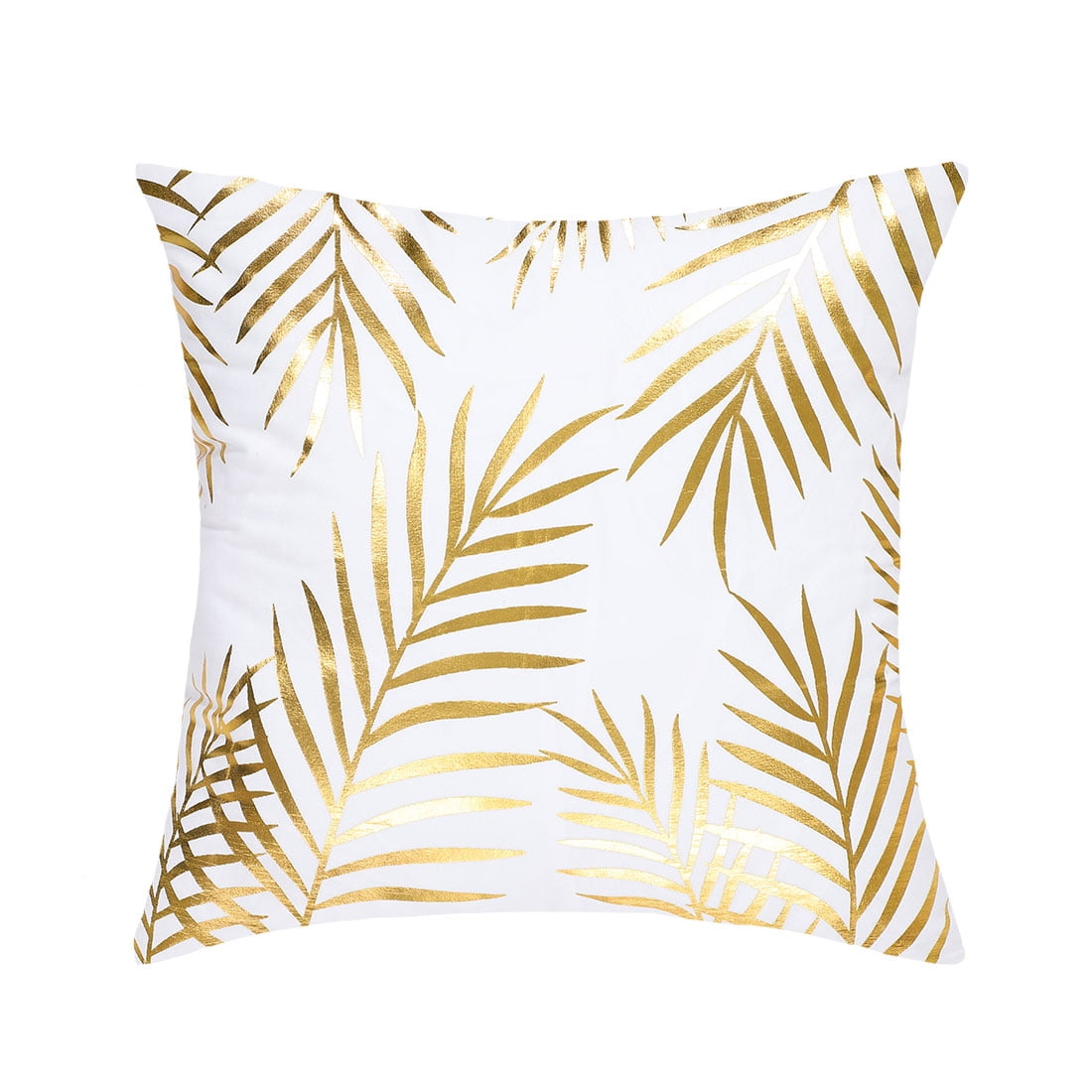Unique Bargains Gold Stamping Soft Outdoor Square Throw Pillow Covers Pine Leaves 1pc