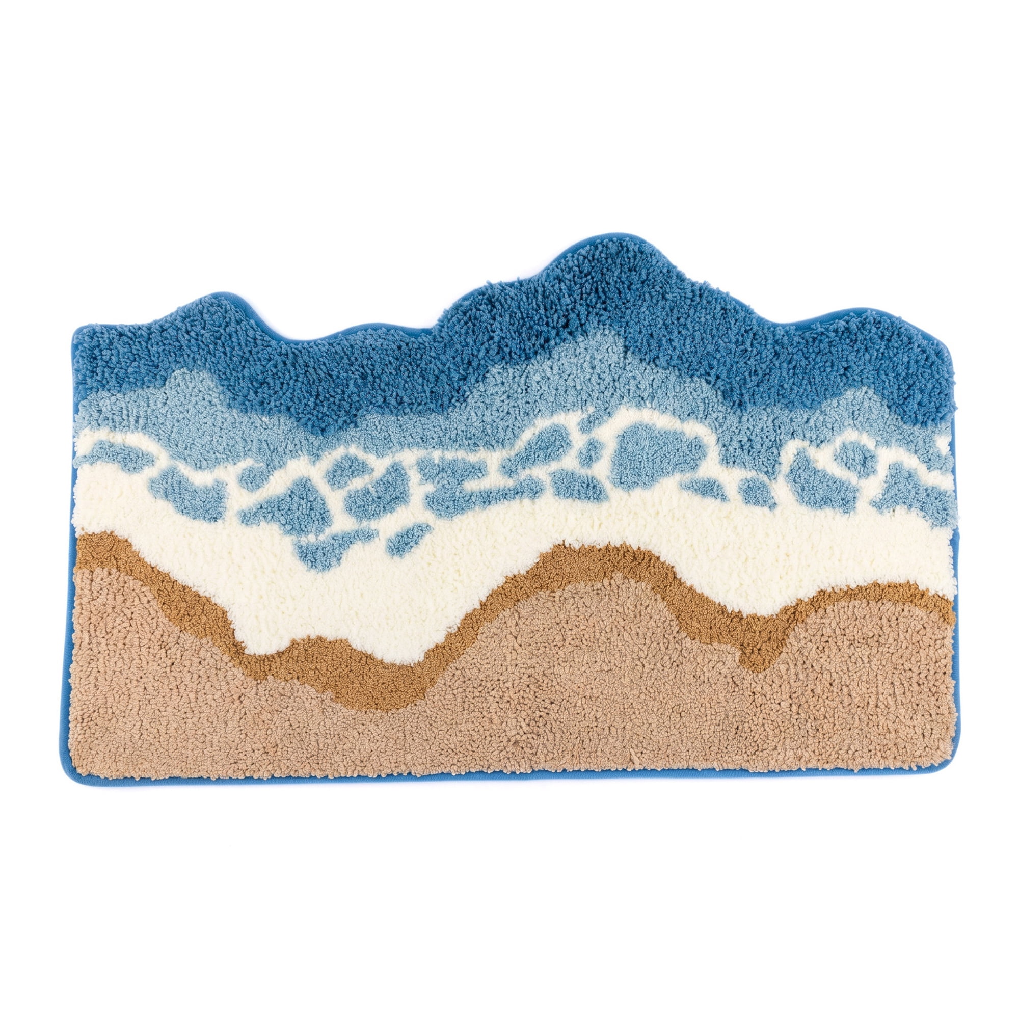 Unique Bargains Printed Microfiber Soft Plush Non Slip Bathroom Rug Blue 32" x 20"