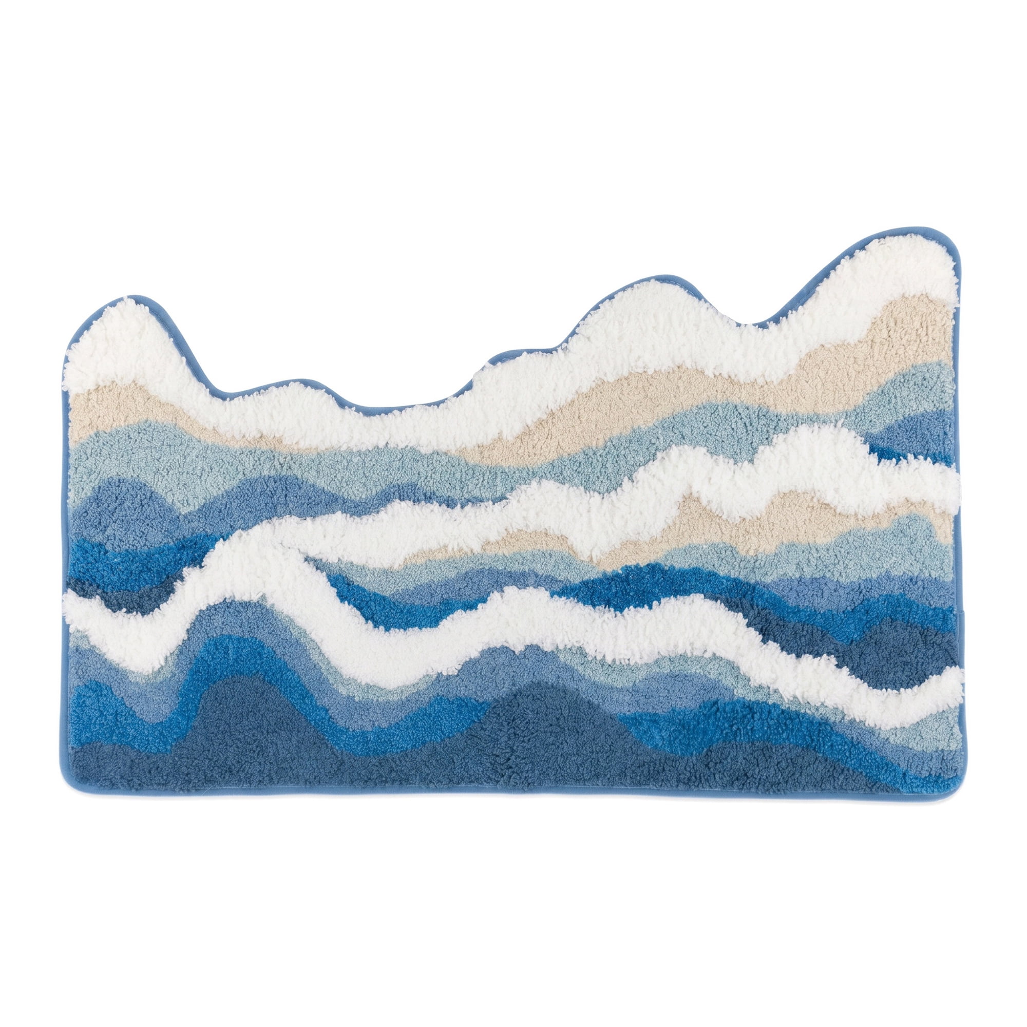 Unique Bargains Printed Microfiber Ultra Soft Plush Non Slip Bathroom Rug Blue 32" x 20"