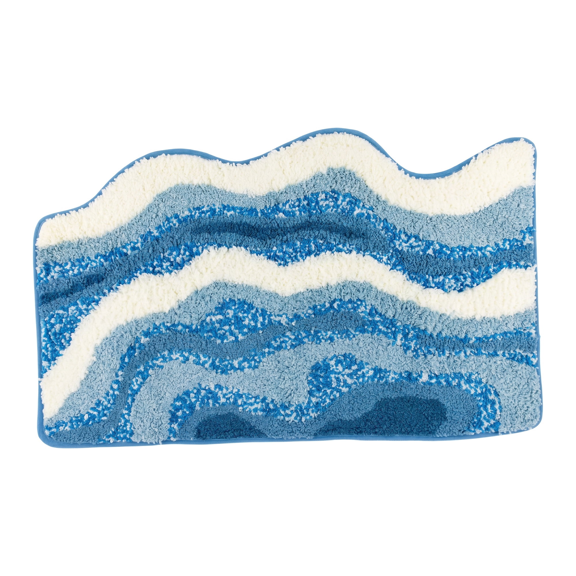 Unique Bargains Printed Microfiber Very Soft Plush Non Slip Bathroom Rug Blue 32" x 20"