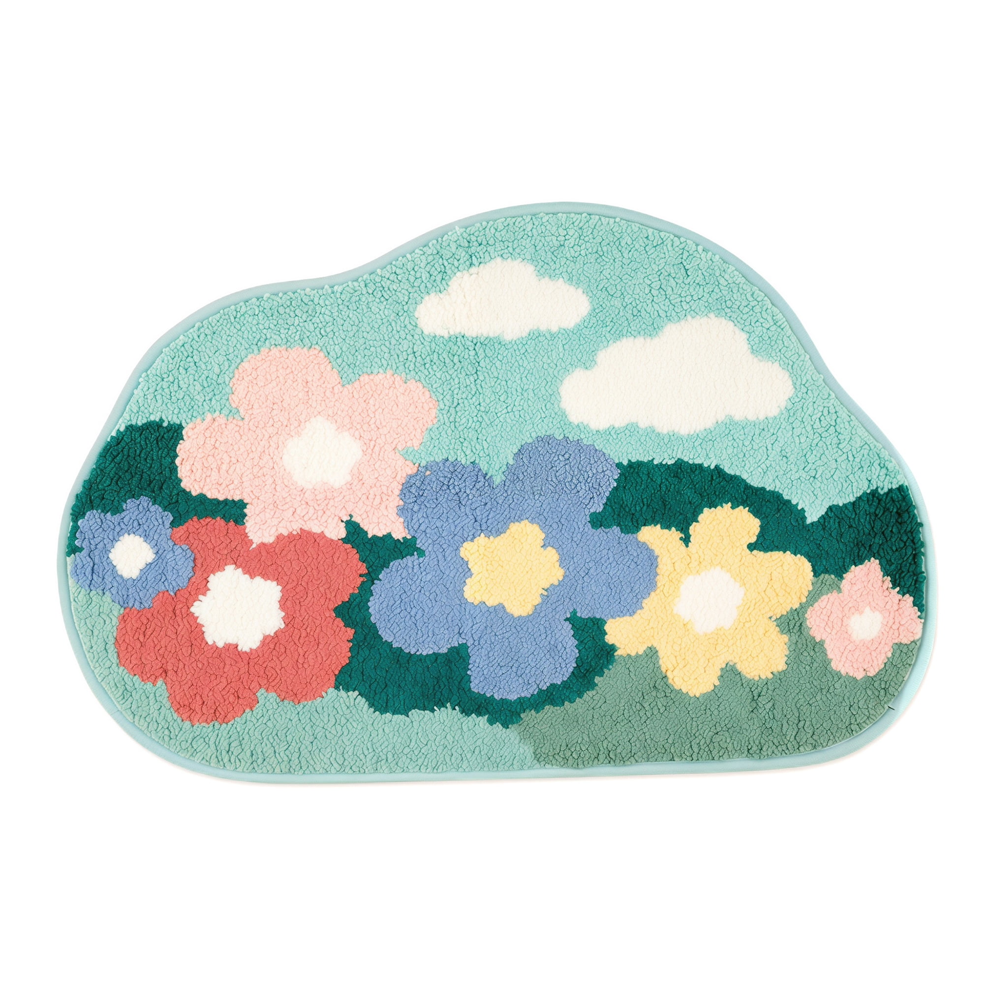 Unique Bargains Printed Rug Ultra Soft Absorbent Plush Bath Mat Green Flower 30" x 18"