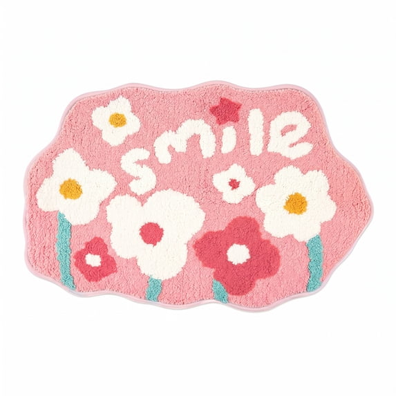 Unique Bargains Printed Rug Ultra Soft Absorbent Plush Bath Mat Pink Flower 30" x 18"