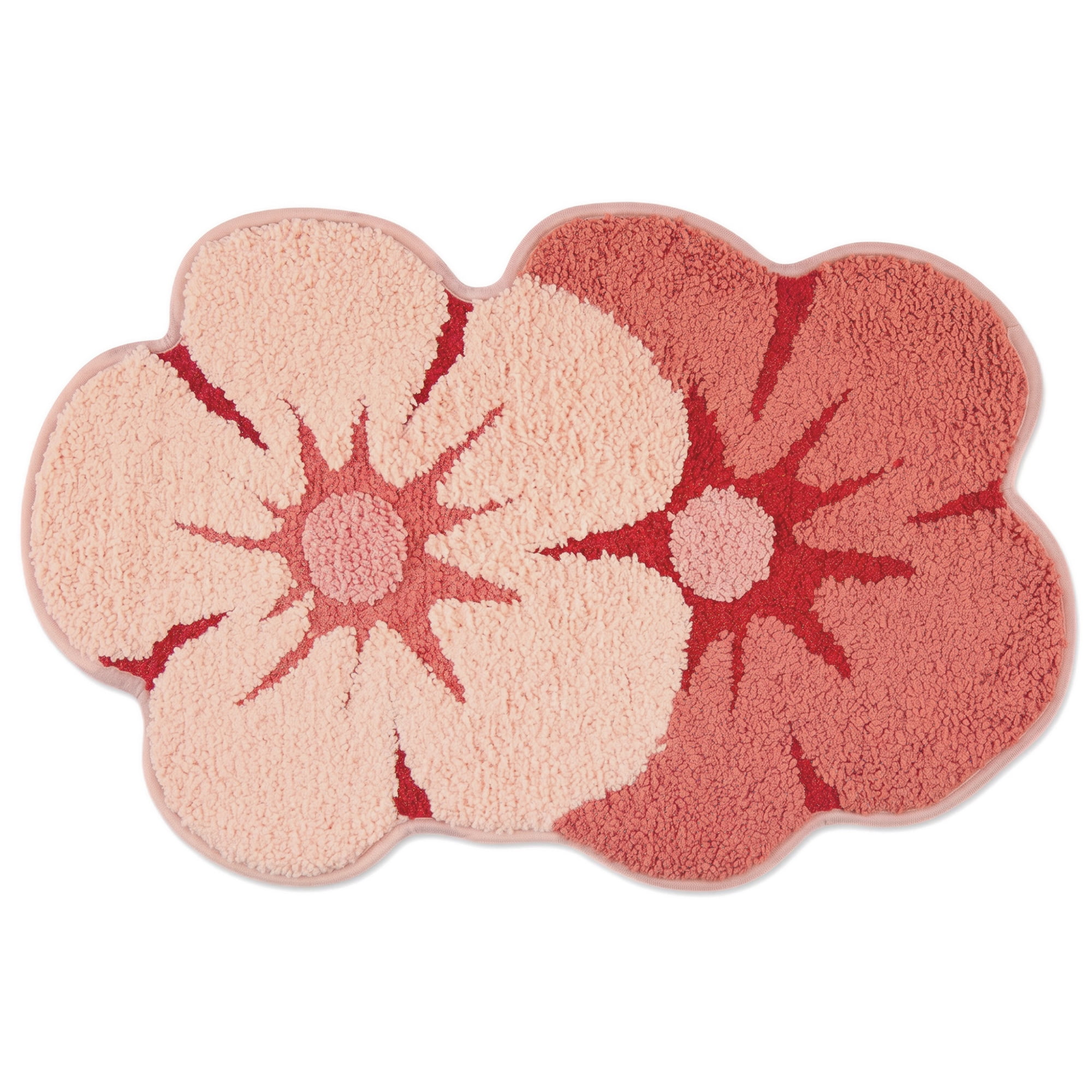 Unique Bargains Printed Rug Ultra Soft Absorbent Plush Bath Mat Red Flower 30" x 18"