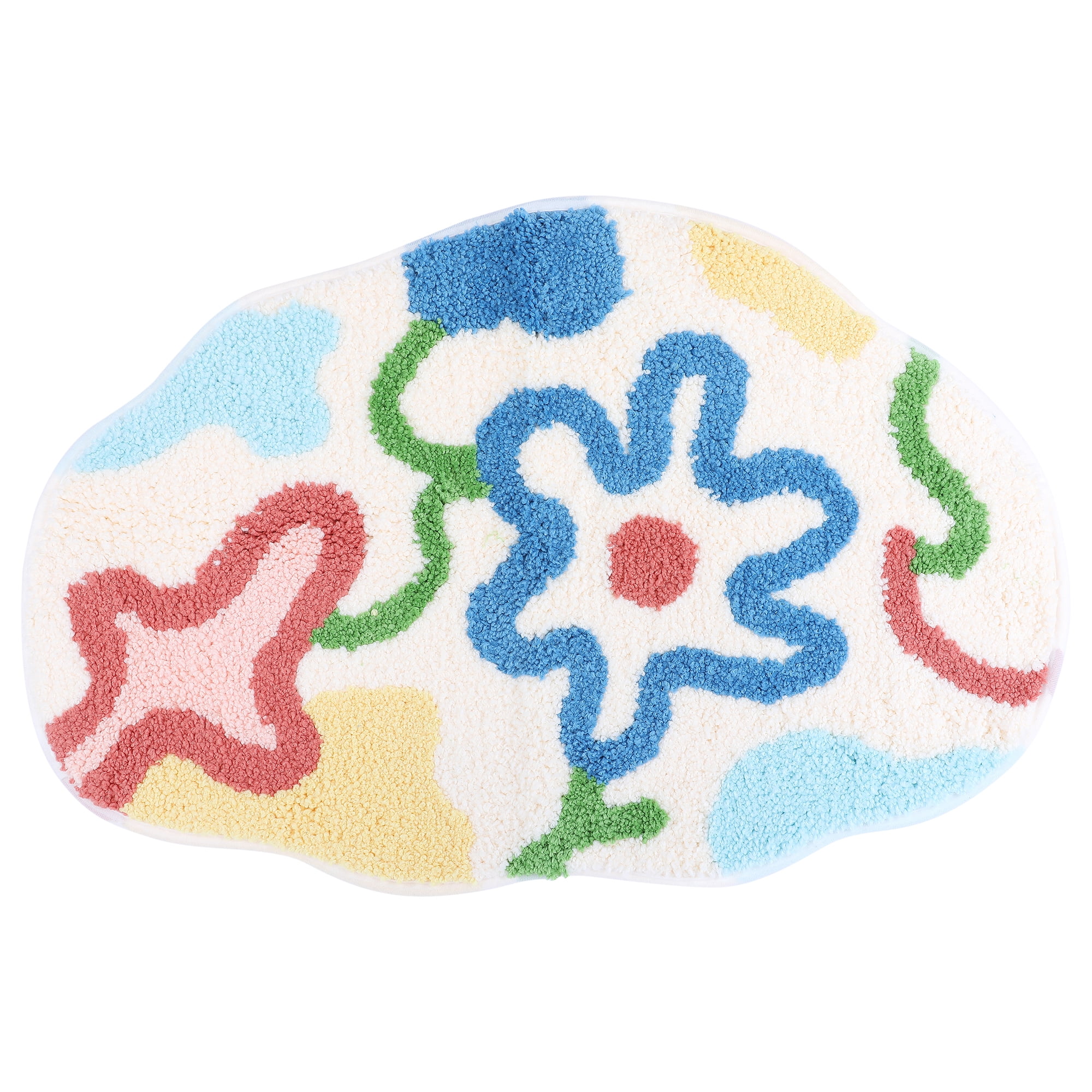 Unique Bargains Printed Bathroom Rug Ultra Soft Absorbent Plush Bath Mat Multicolor 30" x 18"