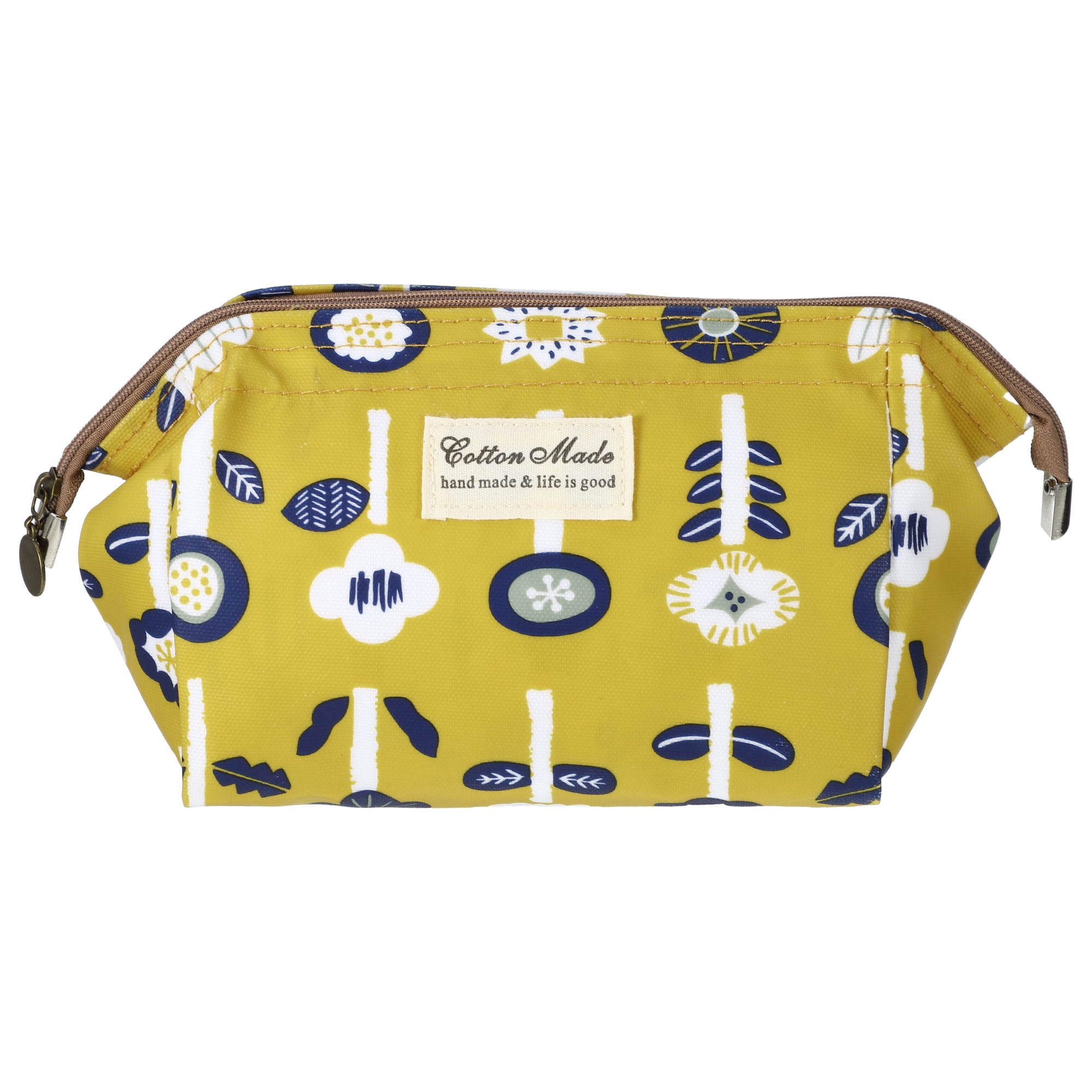 Unique Bargains Printed Travel Makeup Bag for Business Travel Vacation Gym Yellow