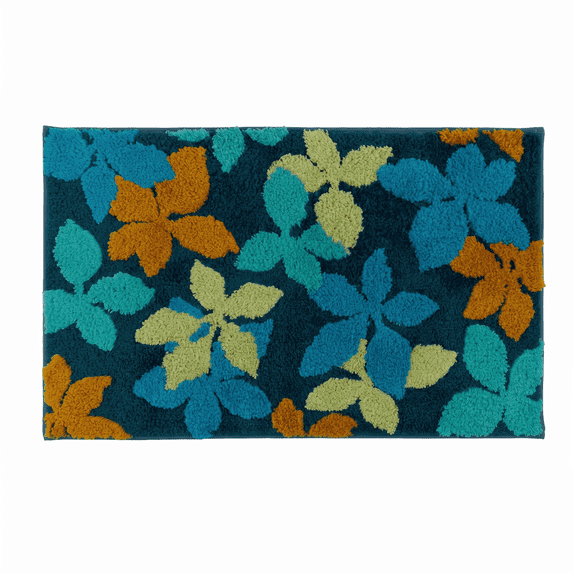 Unique Bargains Printed Ultra Soft Absorbent Shaggy Bath Mat Blue 32" x 20"