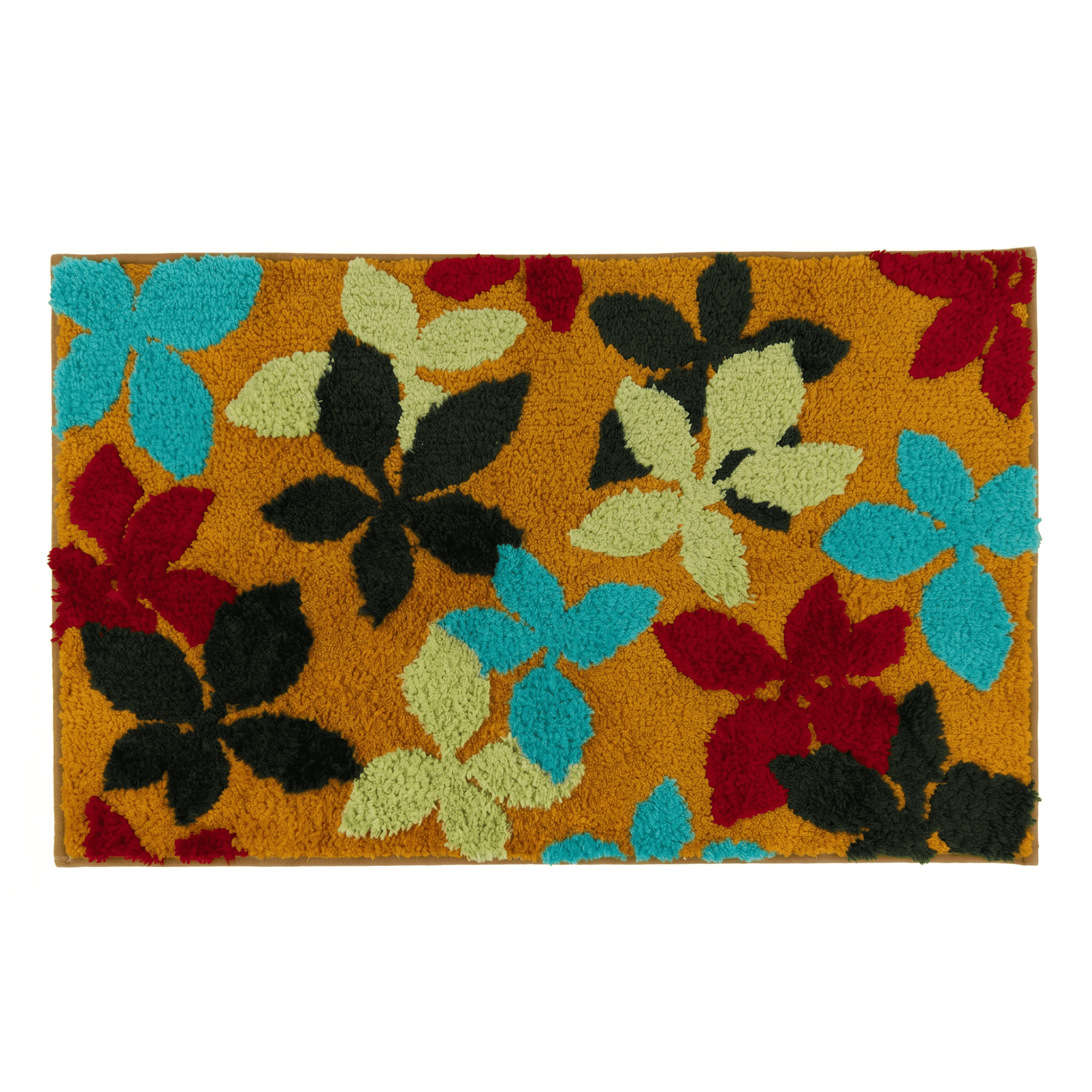 Unique Bargains Printed Ultra Soft Absorbent Shaggy Bath Mat Orange 32" x 20"
