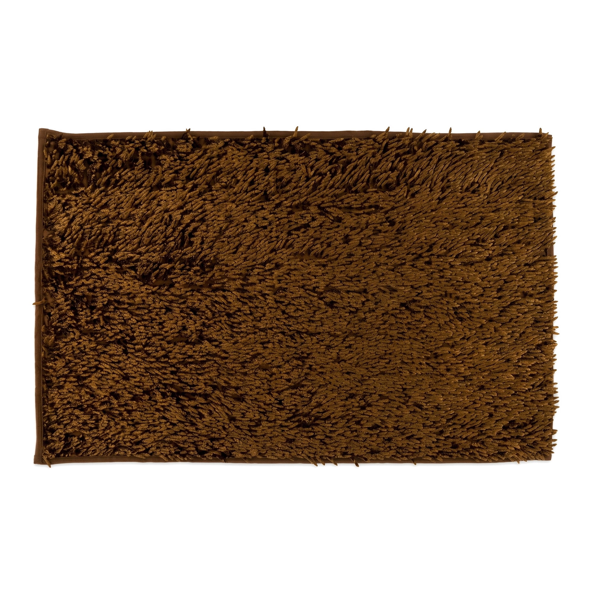 Unique Bargains Printed Ultra Soft Non Slip Shaggy Microfiber Bath Mat Brown 24" x 16"