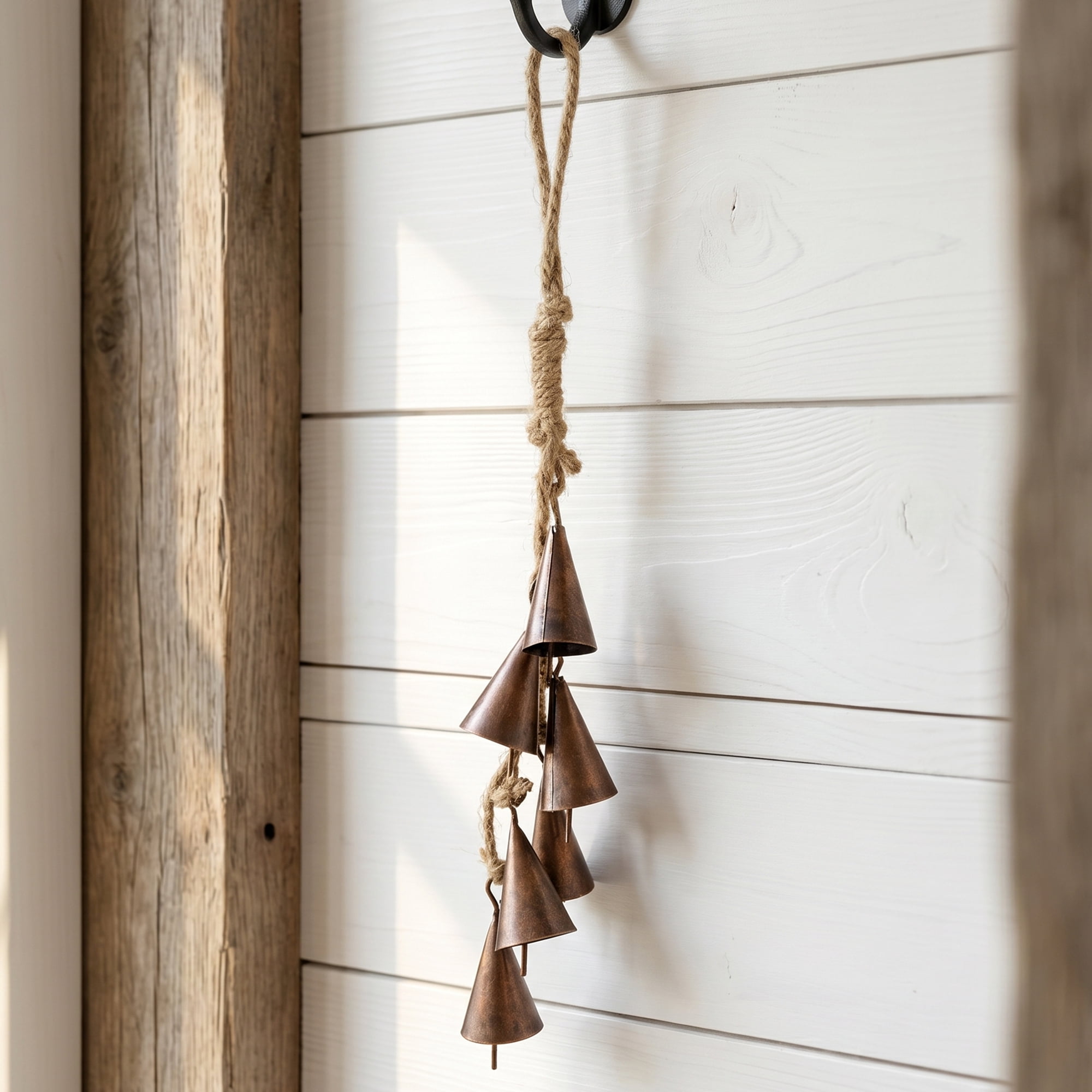 Unique Bargains Protection Rustic Iron Hanging Bell Red Bronze 0.9" x 0.9" x 12.6"