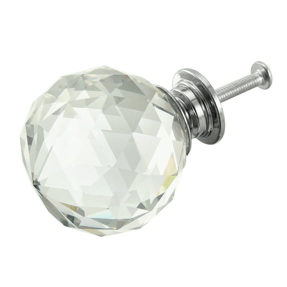 Unique Bargains Pull Knob, 40mm Dia Aluminum Alloy Crystal Glass Furniture Pulls Drawer Knobs Silver Tone