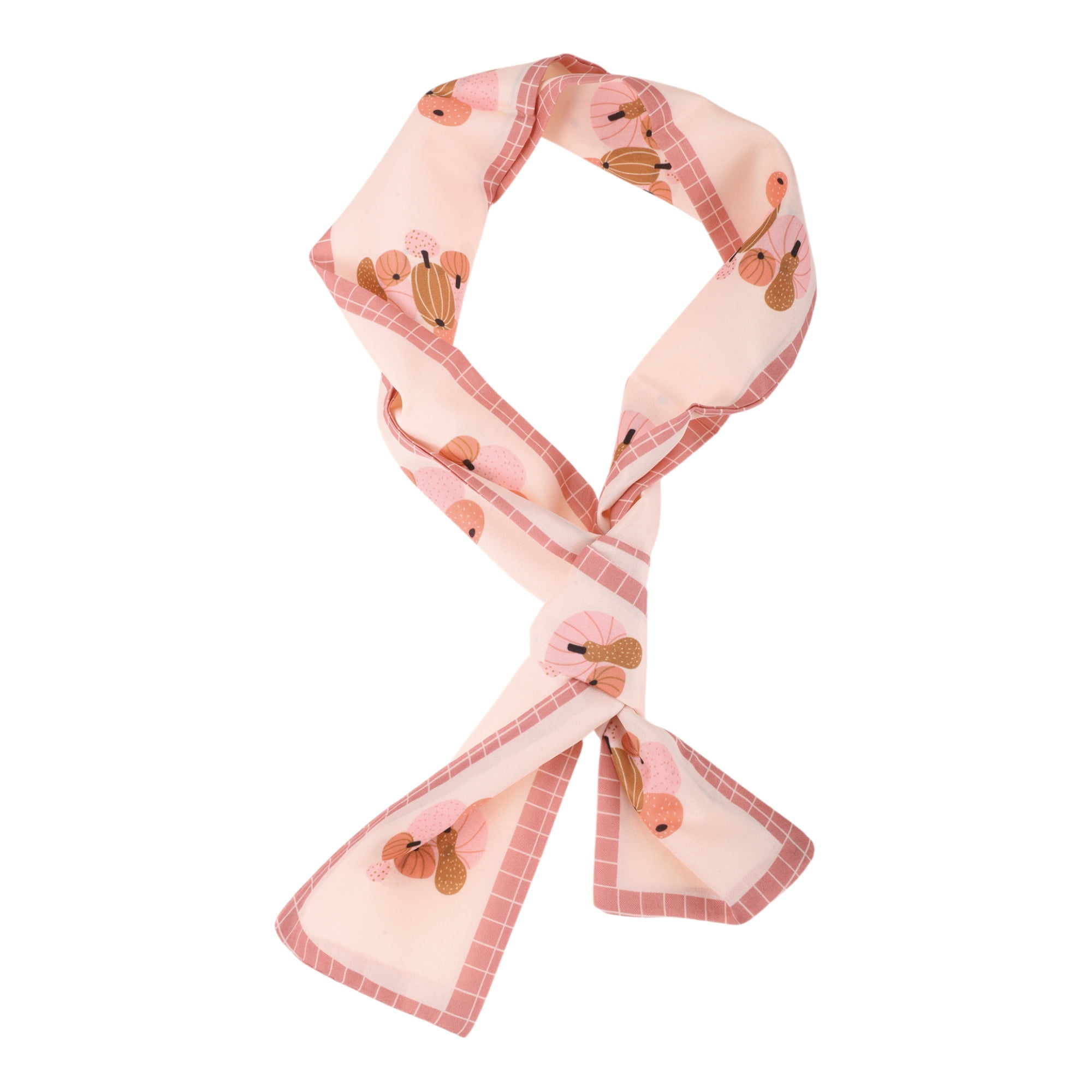 Unique Bargains Pumpkins Satin Headband for Women Beige Pink 1 Pc