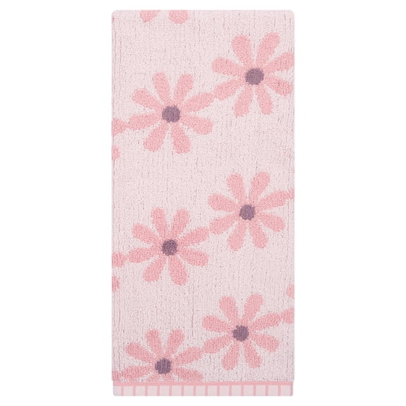 Unique Bargains Pure Cotton Daisy Pattern Ultra Soft Hand Towel Pink 29" x 13"