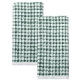 thumbnail image 1 of Unique Bargains Pure Cotton Houndstooth Soft Absorbent Hand Towels Green 2pk, 1 of 7