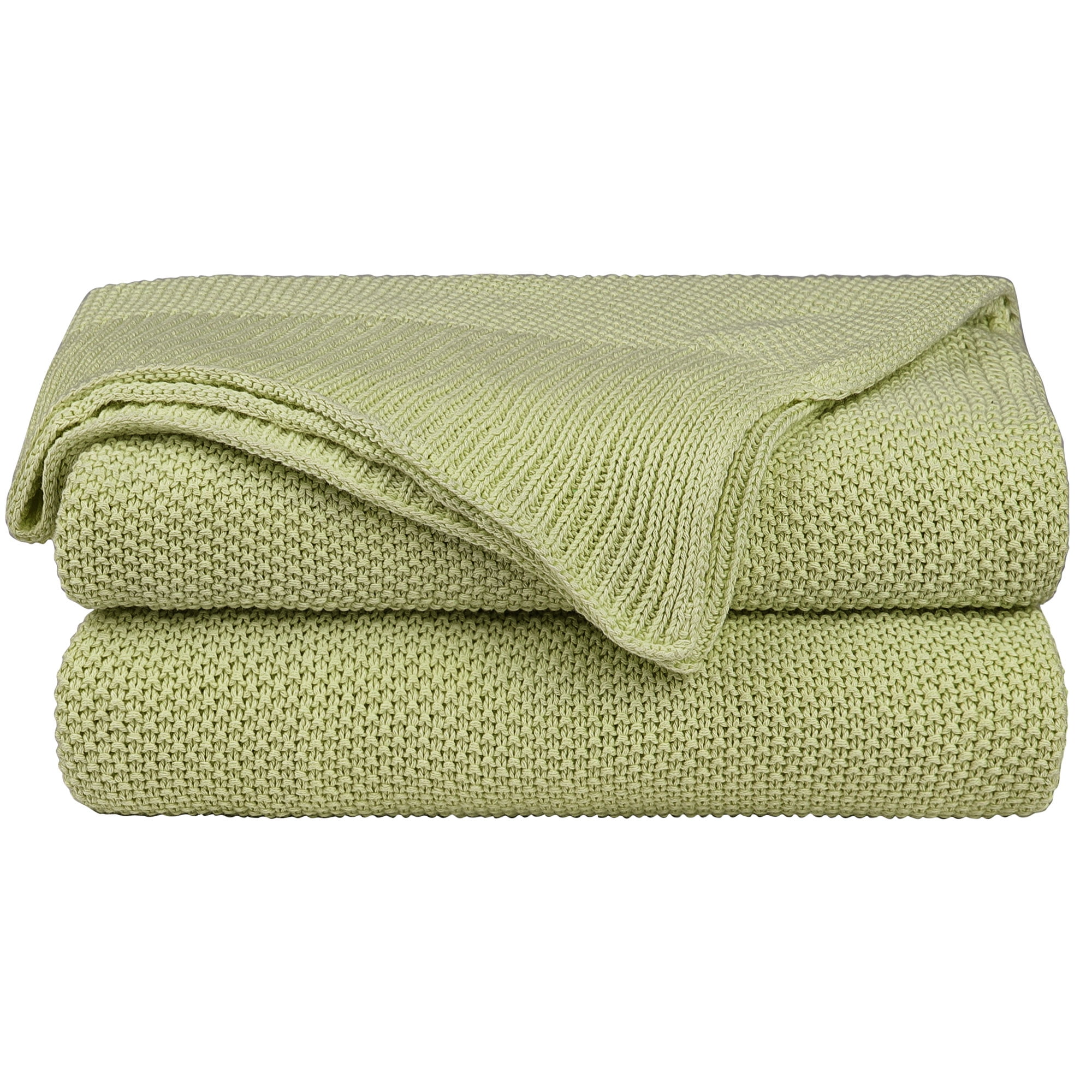 Unique Bargains Pure Cotton Soft Cable Knit Throw Blanket Dark Sea Green 50" x 60"