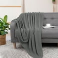 thumbnail image 1 of Unique Bargains Pure Cotton Soft Cable Knit Throw Blanket Gray 50" x 70", 1 of 8
